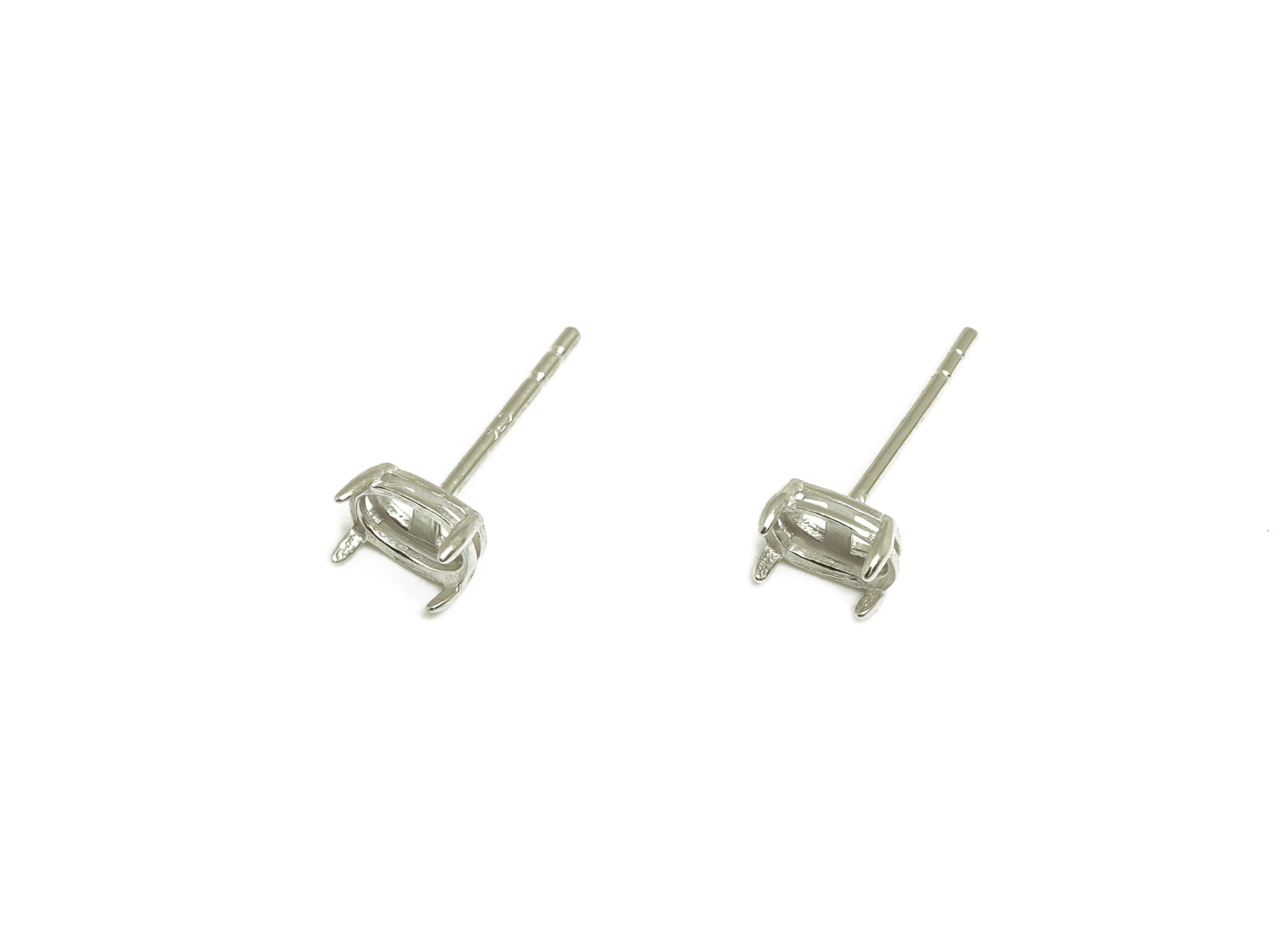 4x6mm Oval Earring Setting Post - Streamline Earring Stud - Geometry Post - Earring Stud For Diamond - 925 Silver Sterling - RGP7426 - DOMEDBAZAAR