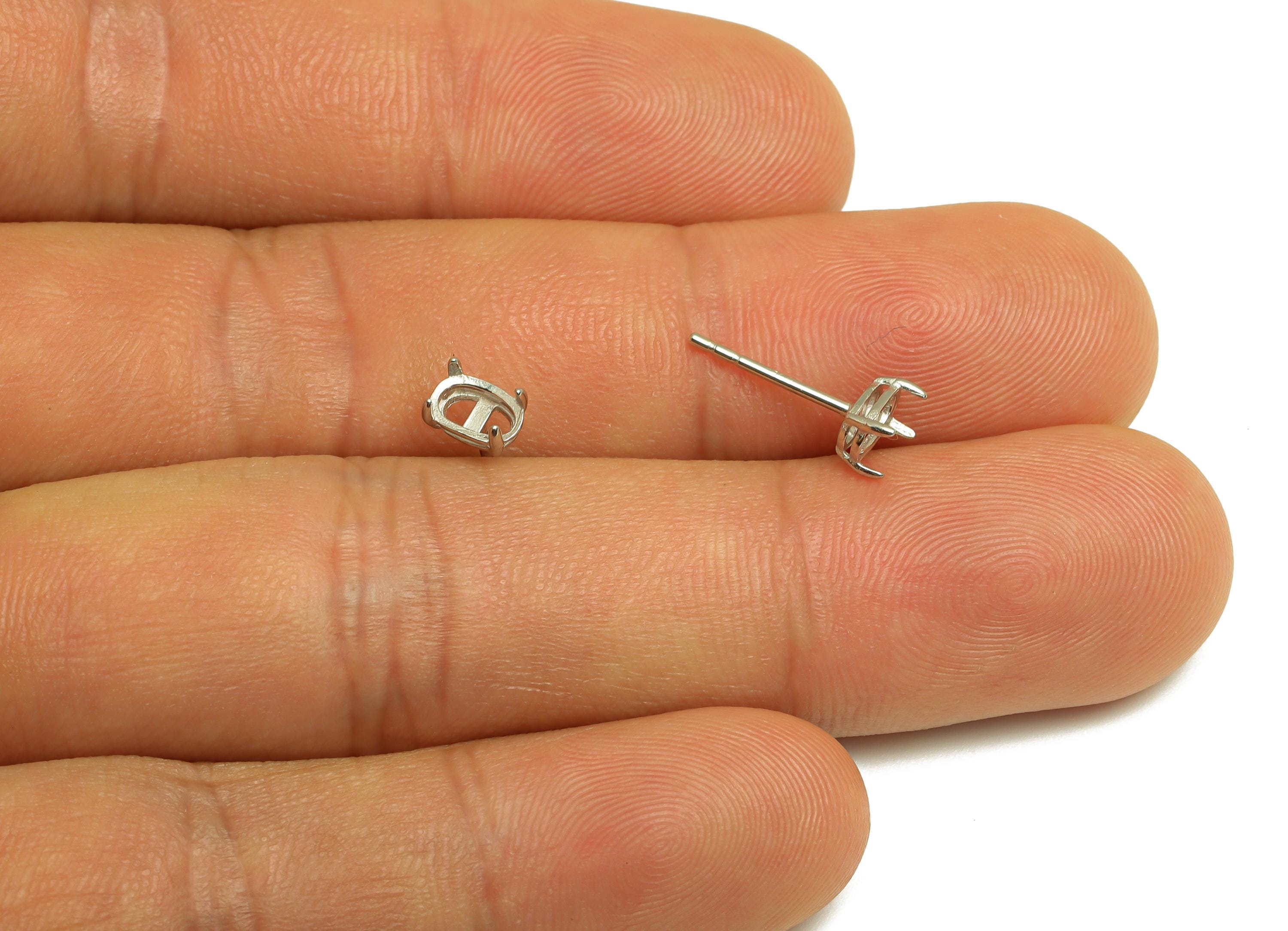 4x6mm Oval Earring Setting Post - Streamline Earring Stud - Geometry Post - Earring Stud For Diamond - 925 Silver Sterling - RGP7426 - DOMEDBAZAAR