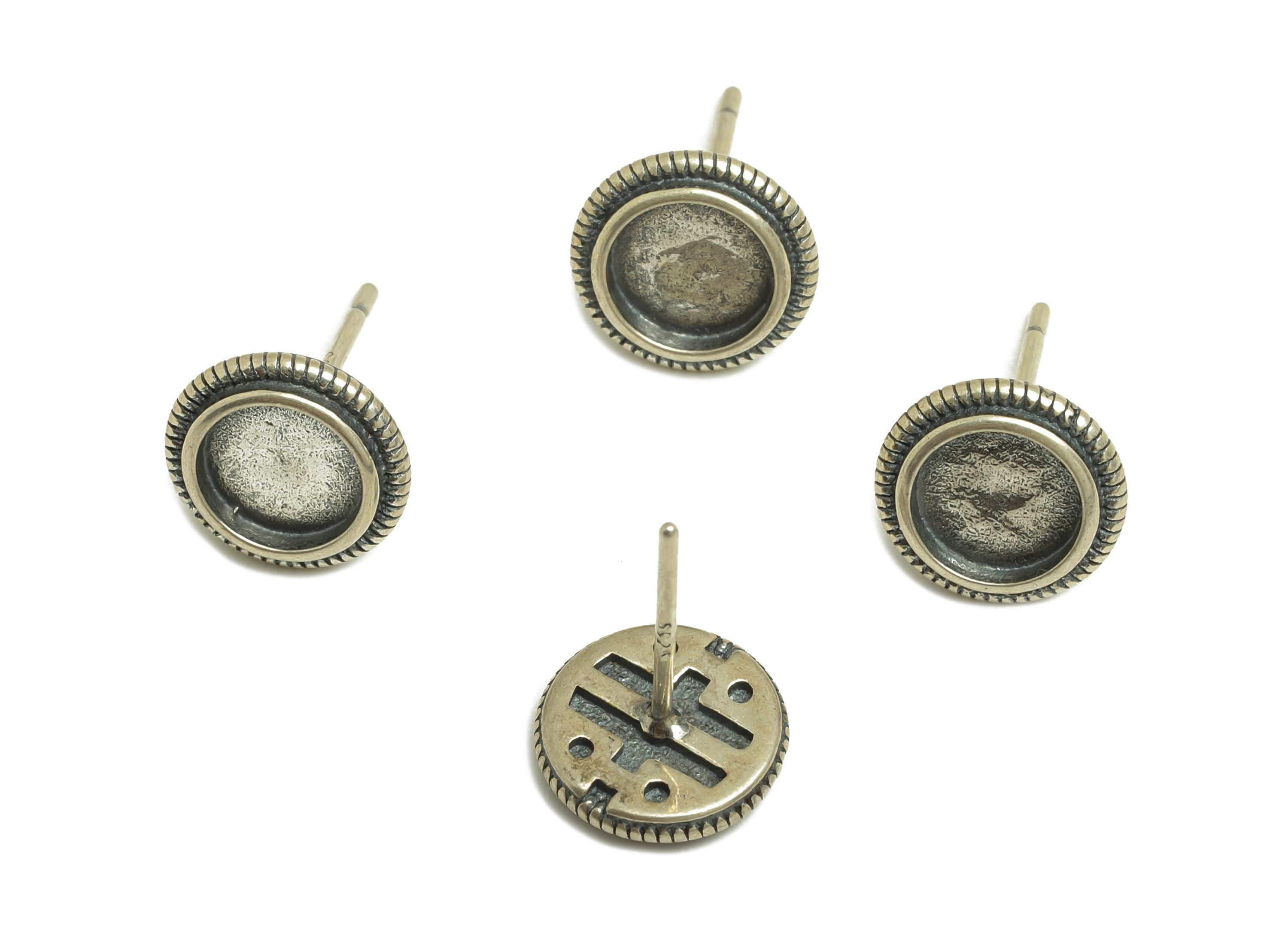 6mm Round Earring Setting Post - Silver Earring Stud - Geometry Post - Earring Stud For Diamond - 925 Silver Sterling - RGP7429 - DOMEDBAZAAR