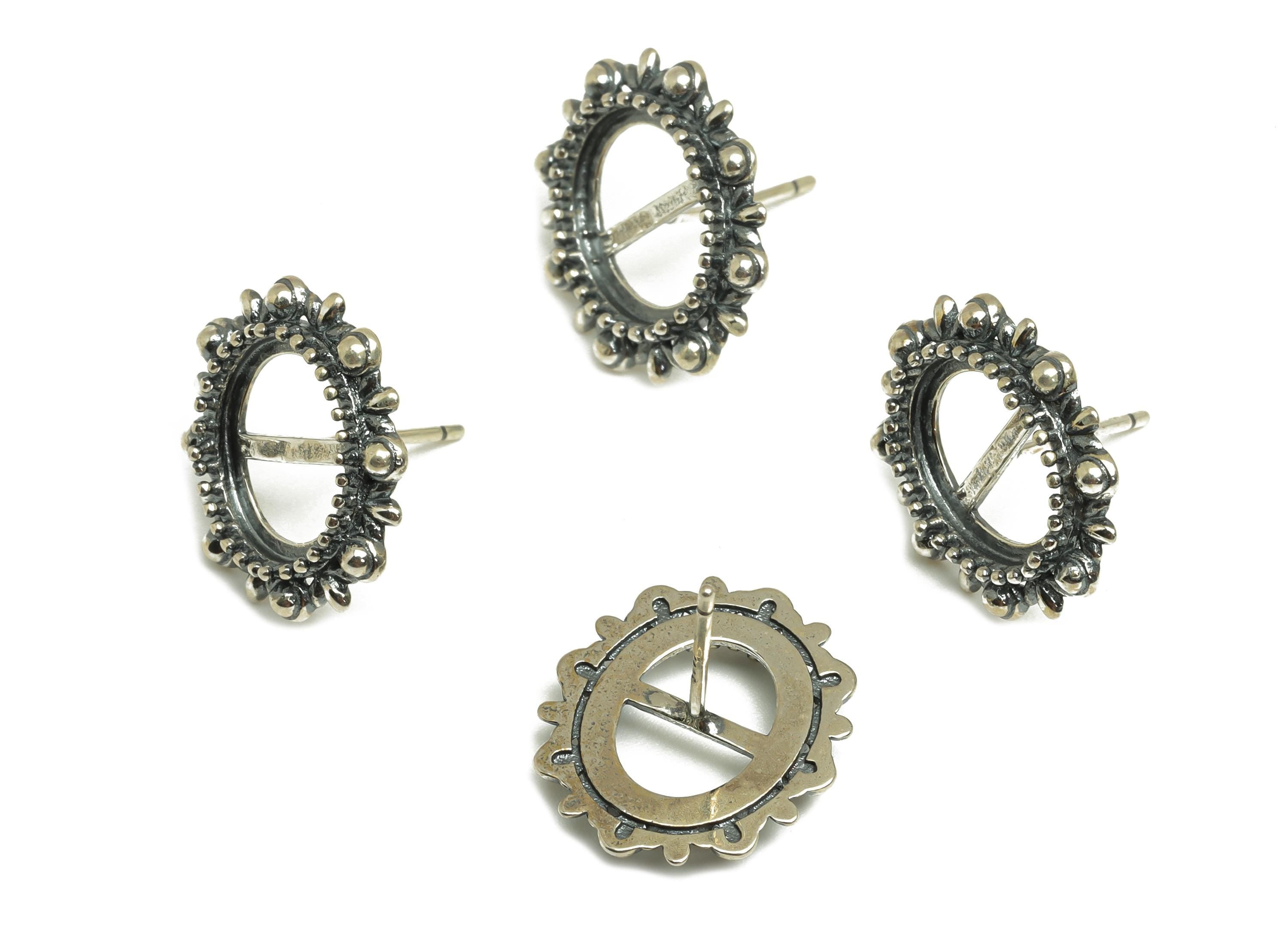 8x10mm Oval Earring Setting Post - Vintage Frame Earring Stud - Antique Earring Post For Diamond - 925 Silver Sterling - RGP7425 - DOMEDBAZAAR