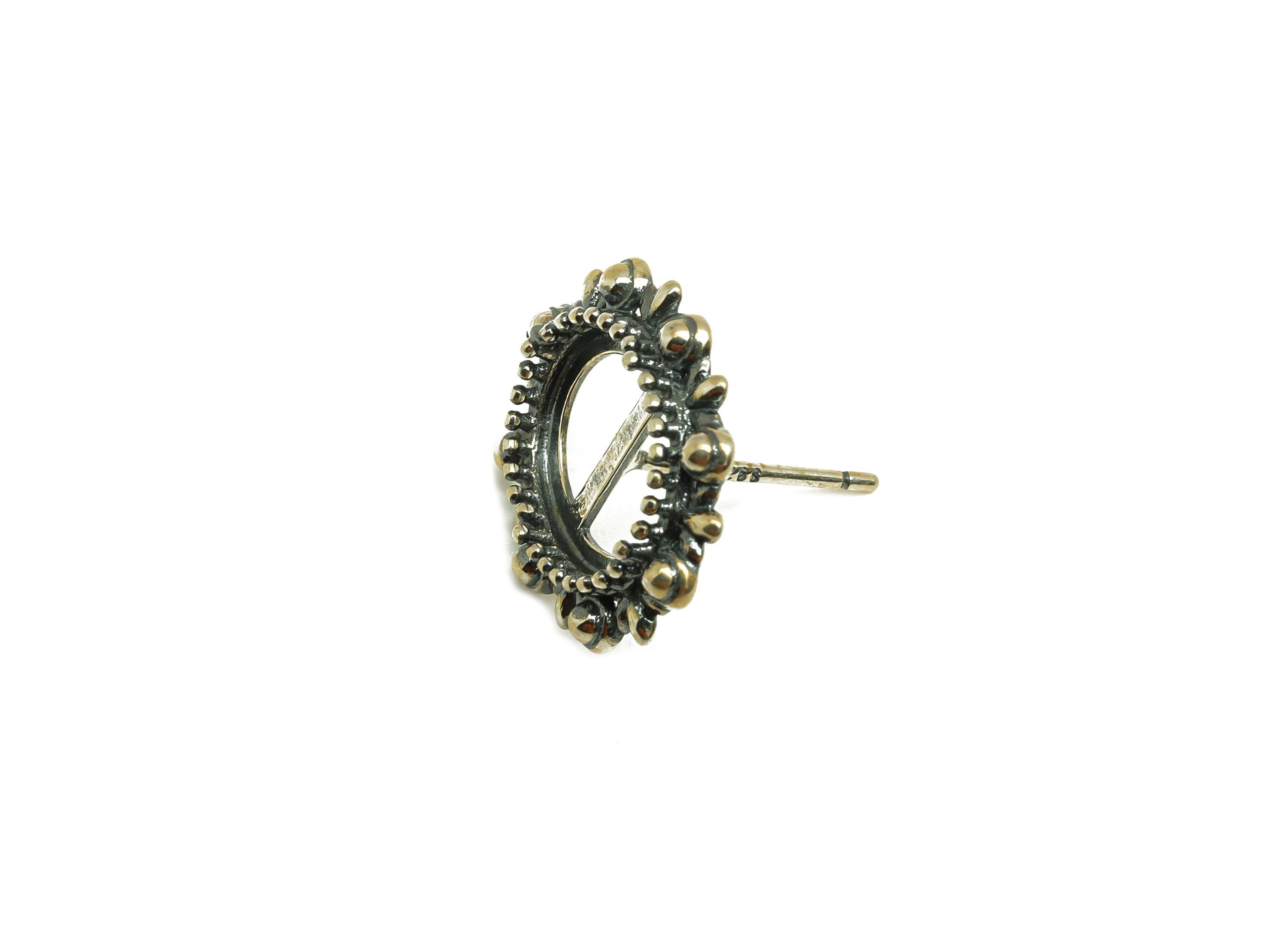 8x10mm Oval Earring Setting Post - Vintage Frame Earring Stud - Antique Earring Post For Diamond - 925 Silver Sterling - RGP7425 - DOMEDBAZAAR
