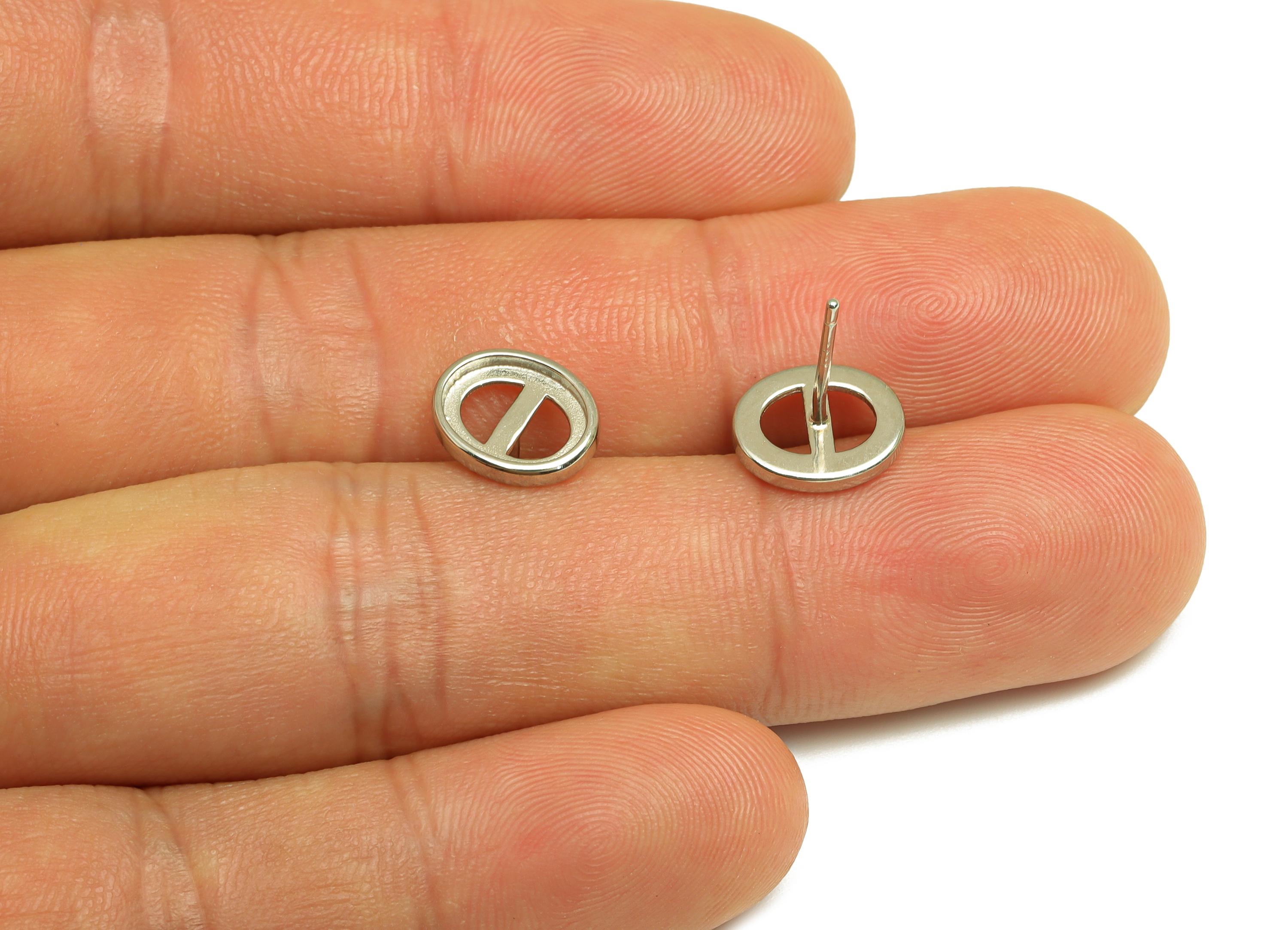 7x9mm Oval Earring Setting Post - Streamline Silver Earring Stud - Geometry Earring Post For Diamond - 925 Silver Sterling - RGP7434 - DOMEDBAZAAR