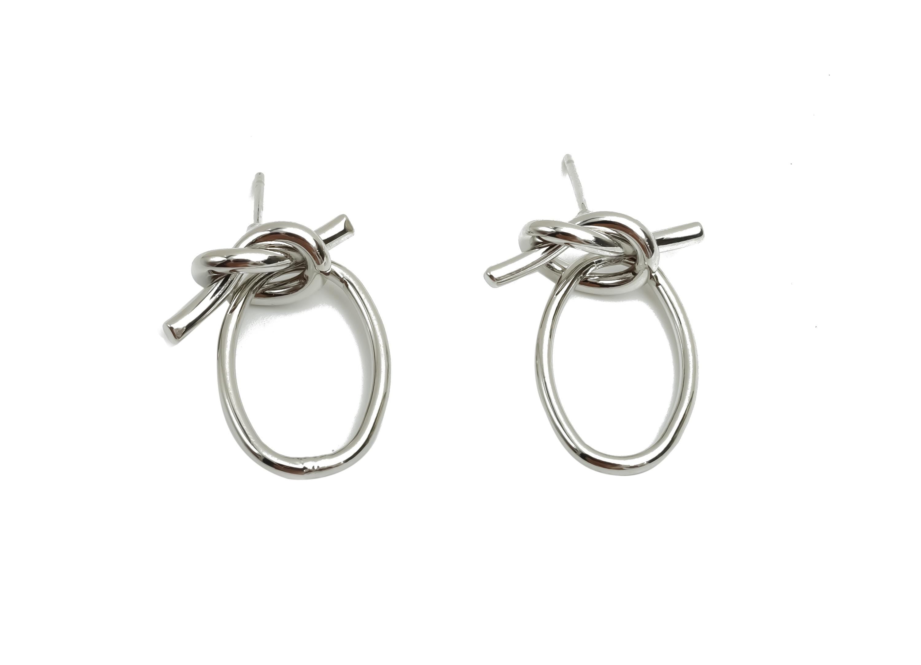 Brass Knot Earring Post -  Brass Oval Earring Post - Brass Geometry Earring Post - 18K Real White Gold Plating - 22.14x13x1.54mm - RGP8046 - DOMEDBAZAAR