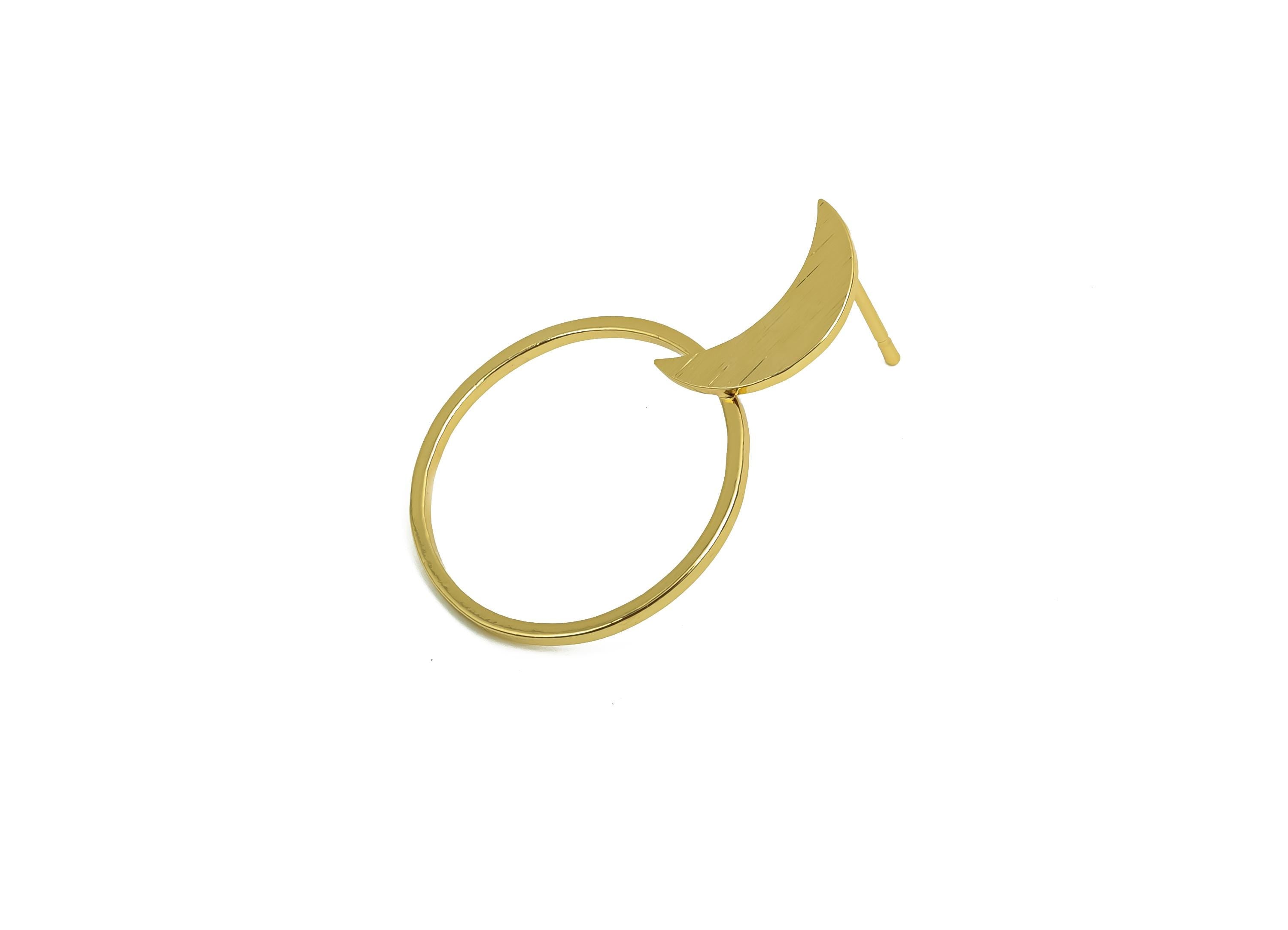 Brass Crescent Earring Post -  Brass Round Earring Post - Brass Moon Earring Post - 18K Real Gold Plating - 29.61x19.8x0.8mm - RGP8033 - DOMEDBAZAAR