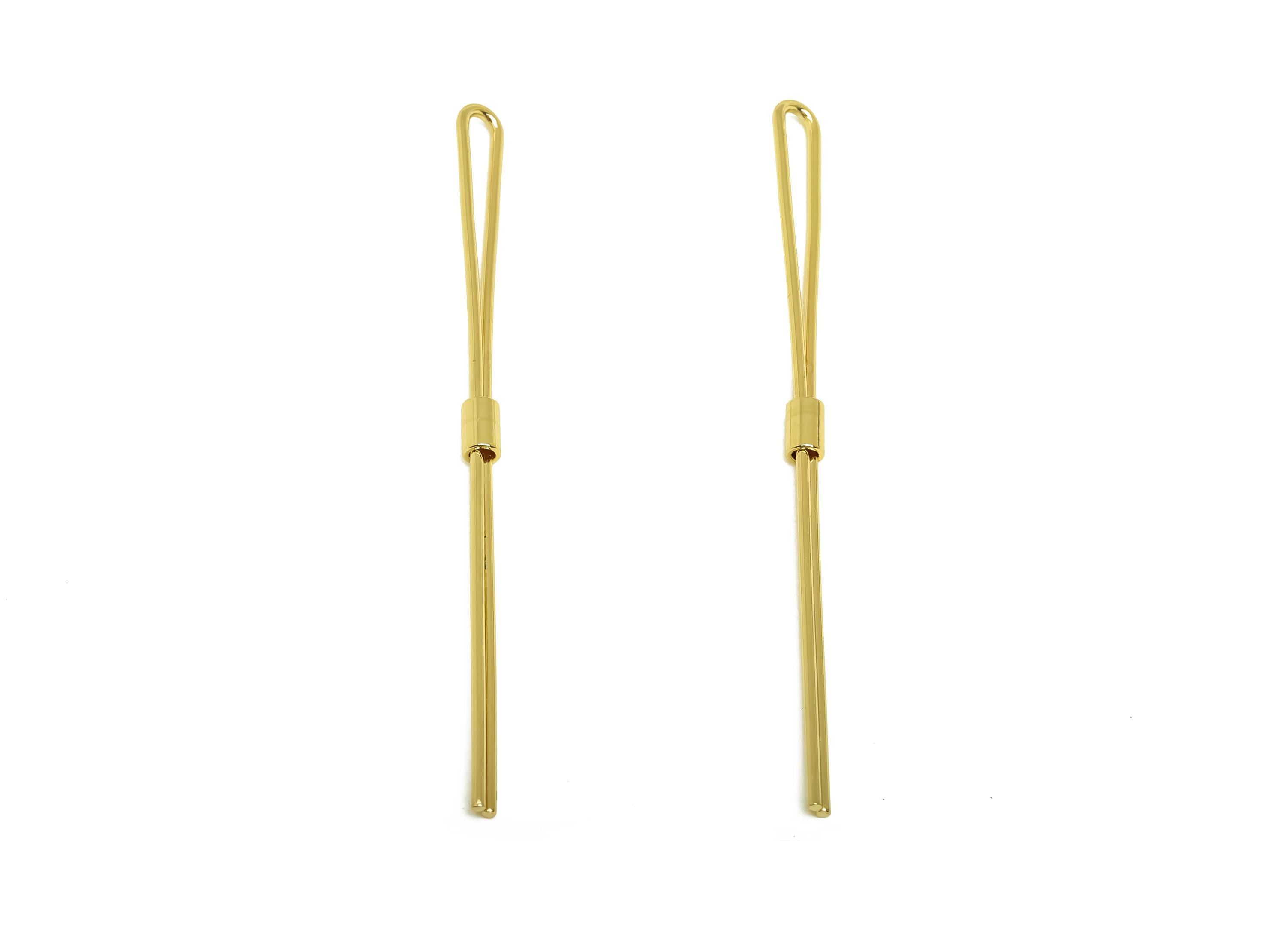 Brass Wire Bar Earring Charm - Gold Geometry Long Wire Earring Charm - Geometry Wire Charm - 18K Real Gold Plating - 74x5.37x1.04mm -RGP7926 - DOMEDBAZAAR