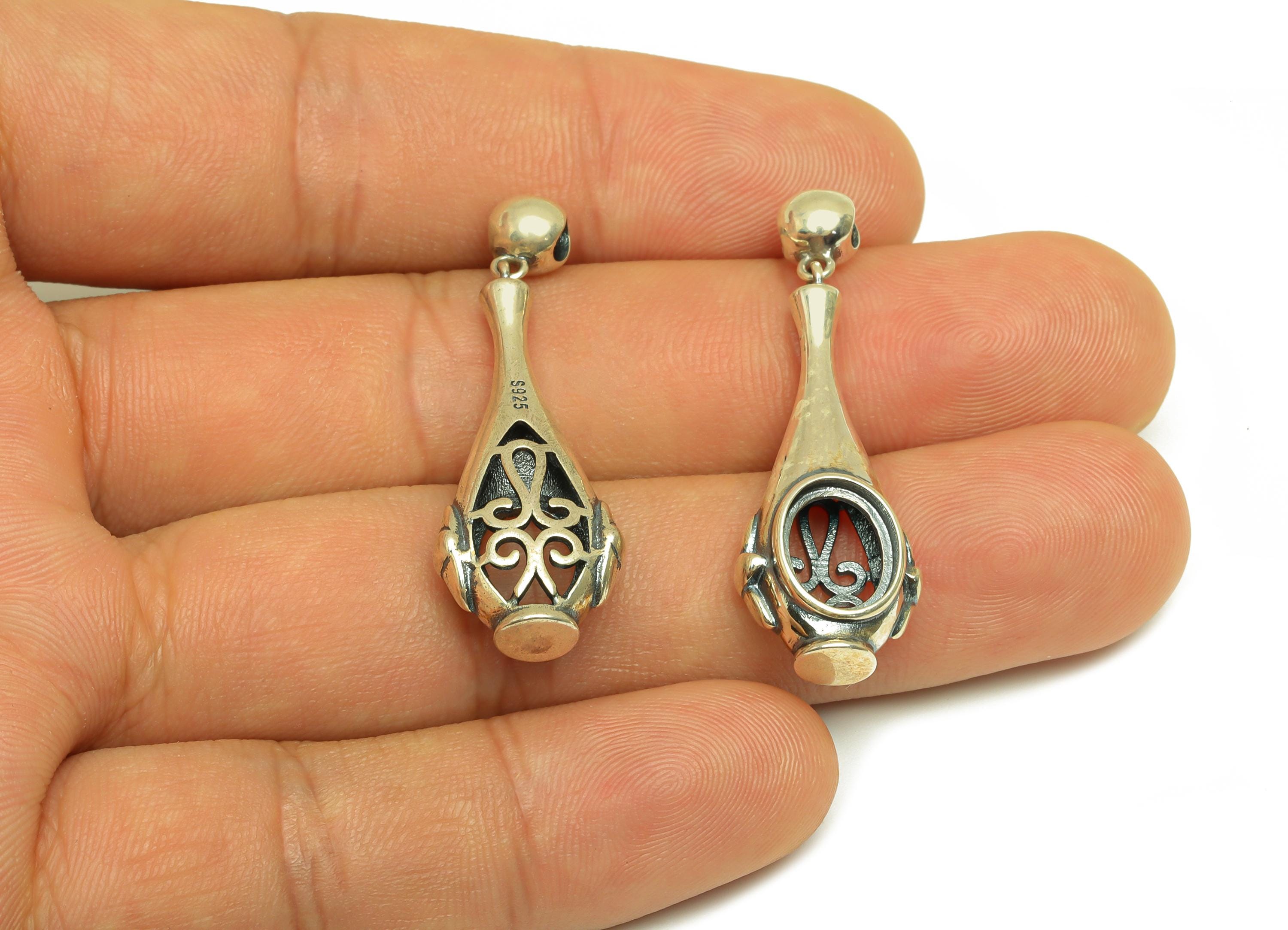 8x10mm Oval Pendant Setting - Textured Vase Pendant Blank - Oval Blank Pendant Setting - Hollow Vase Pendant - 925 Silver Sterling - RGP7452 - DOMEDBAZAAR