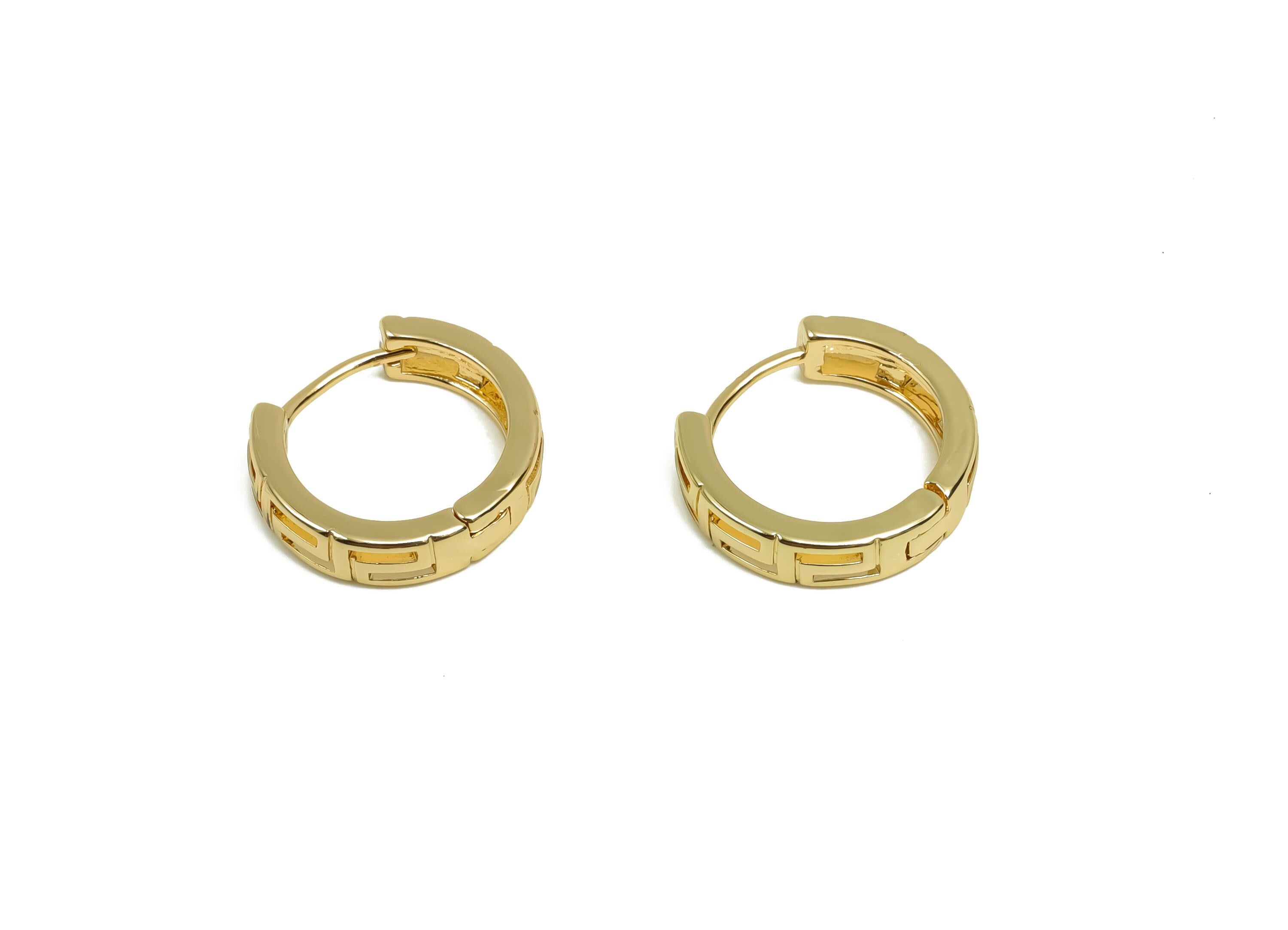 Brass Round Hoop Earring - Brass Huggie Hoop Earring -  Brass Hollow Clasp Hoop Earring - 18K Real Gold Plating - 14x13.5x1.66mm - RGP8115 - DOMEDBAZAAR