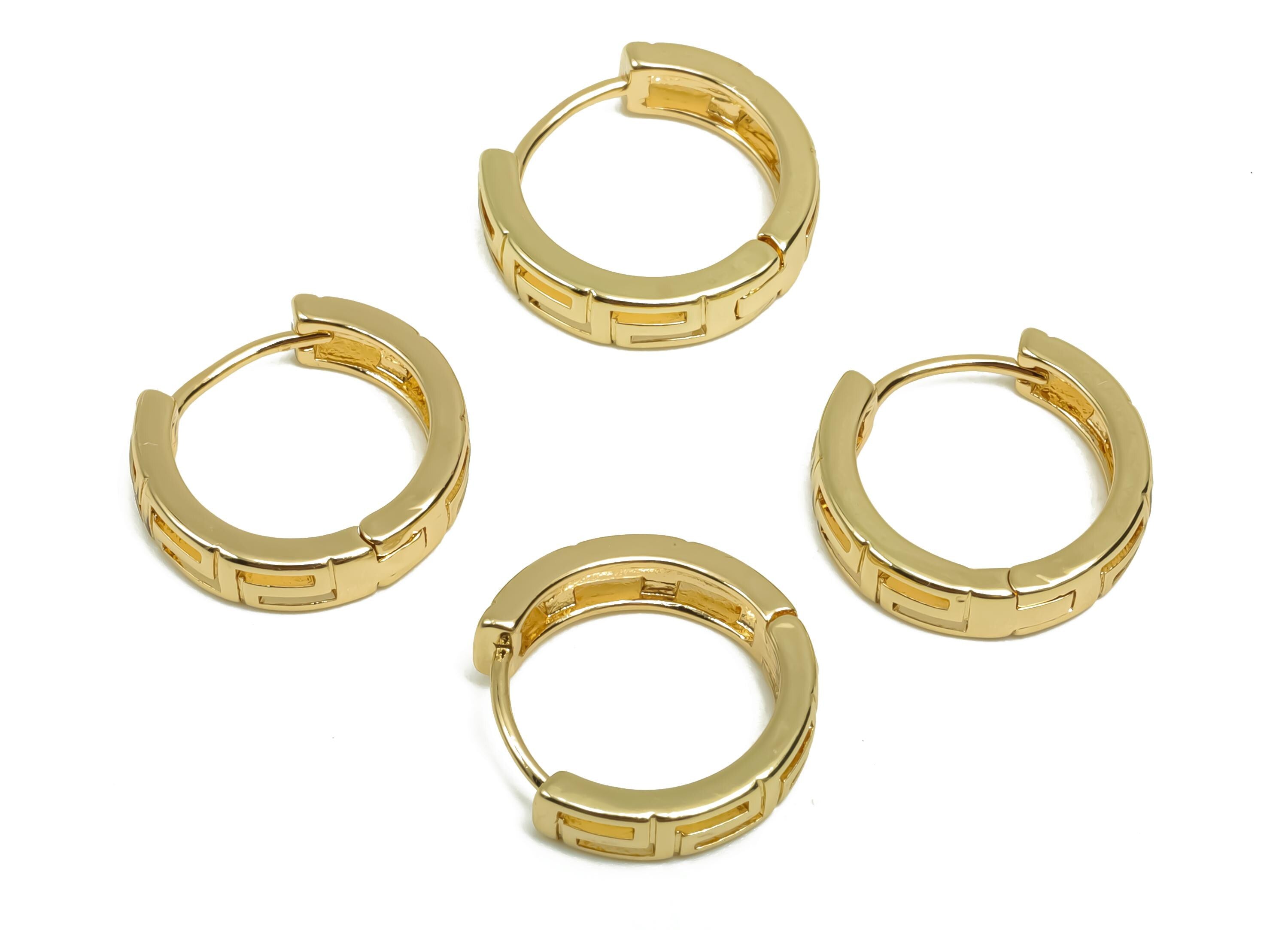 Brass Round Hoop Earring - Brass Huggie Hoop Earring -  Brass Hollow Clasp Hoop Earring - 18K Real Gold Plating - 14x13.5x1.66mm - RGP8115 - DOMEDBAZAAR