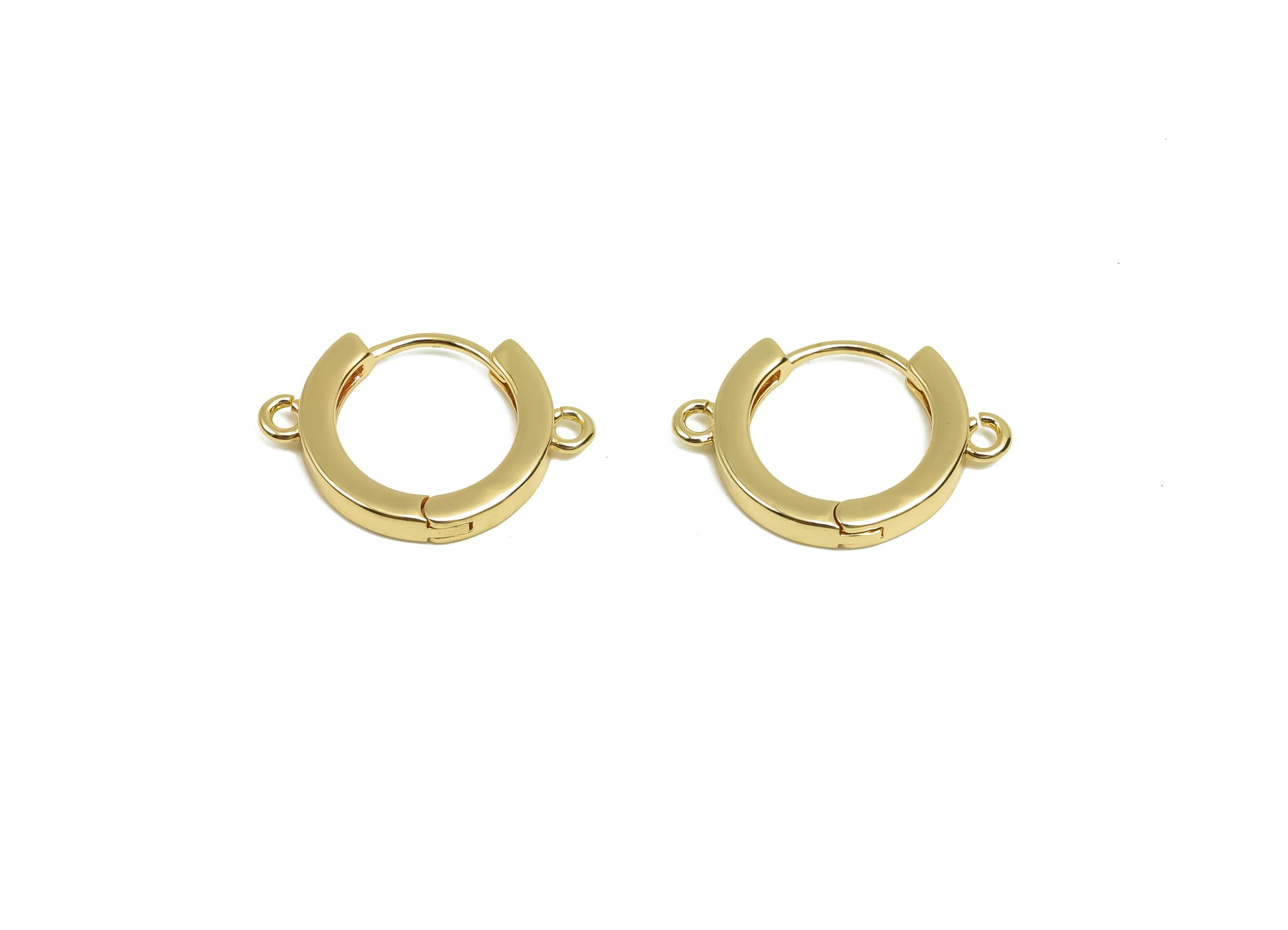 Brass Round Hoop Earring - Brass Huggie Hoop Earring -  Brass Clasp Hoop Earring With Loop - 18K Real Gold Plating - 19x13x1.96mm- RGP8122 - DOMEDBAZAAR