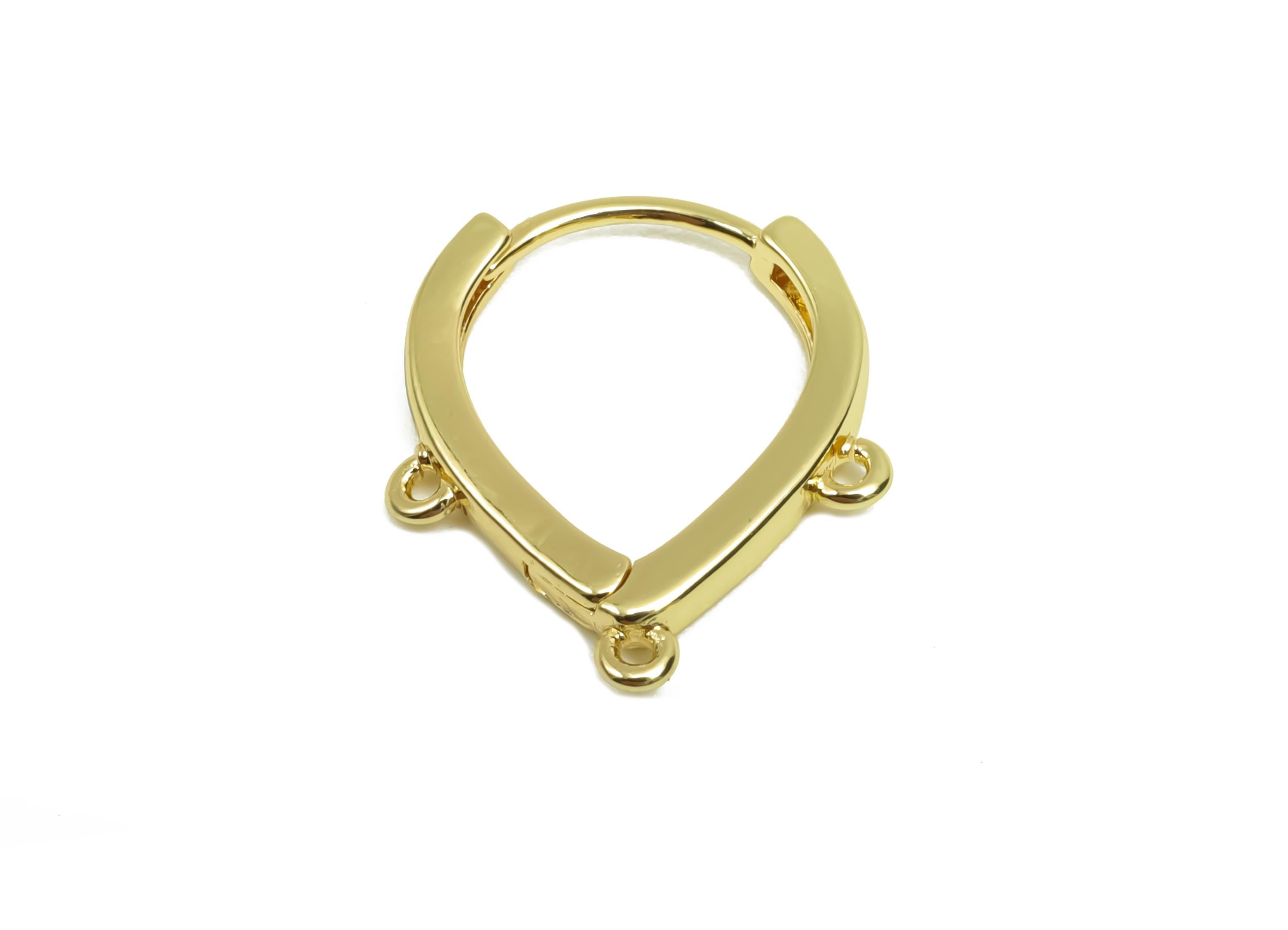 Brass Teardrop Hoop Earring - Brass Drop Huggie Hoop Earring - Clasp Hoop Earring With Loop - 18K Real Gold Plating - 16x14x1mm - RGP8121 - DOMEDBAZAAR