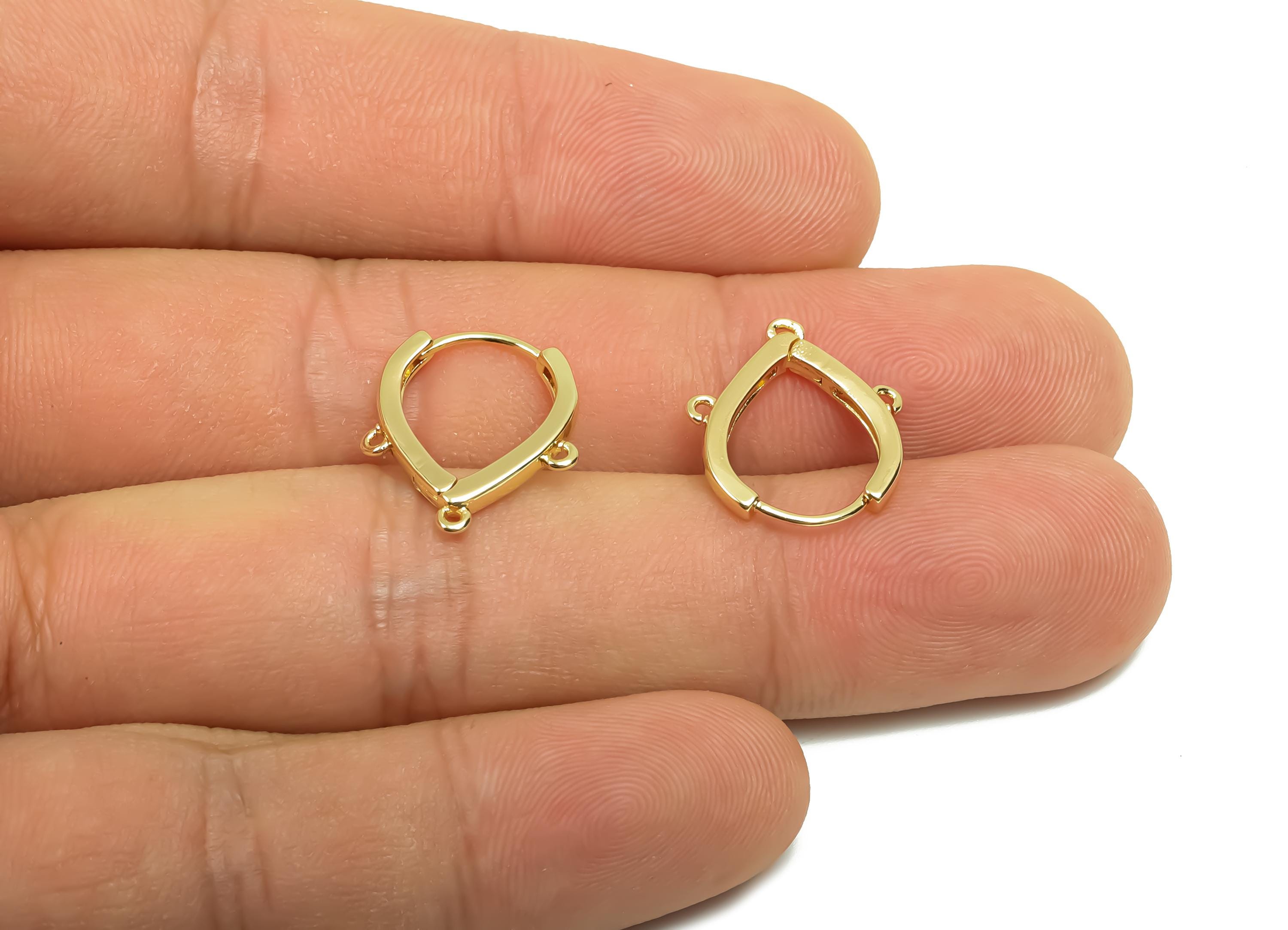 Brass Teardrop Hoop Earring - Brass Drop Huggie Hoop Earring - Clasp Hoop Earring With Loop - 18K Real Gold Plating - 16x14x1mm - RGP8121 - DOMEDBAZAAR