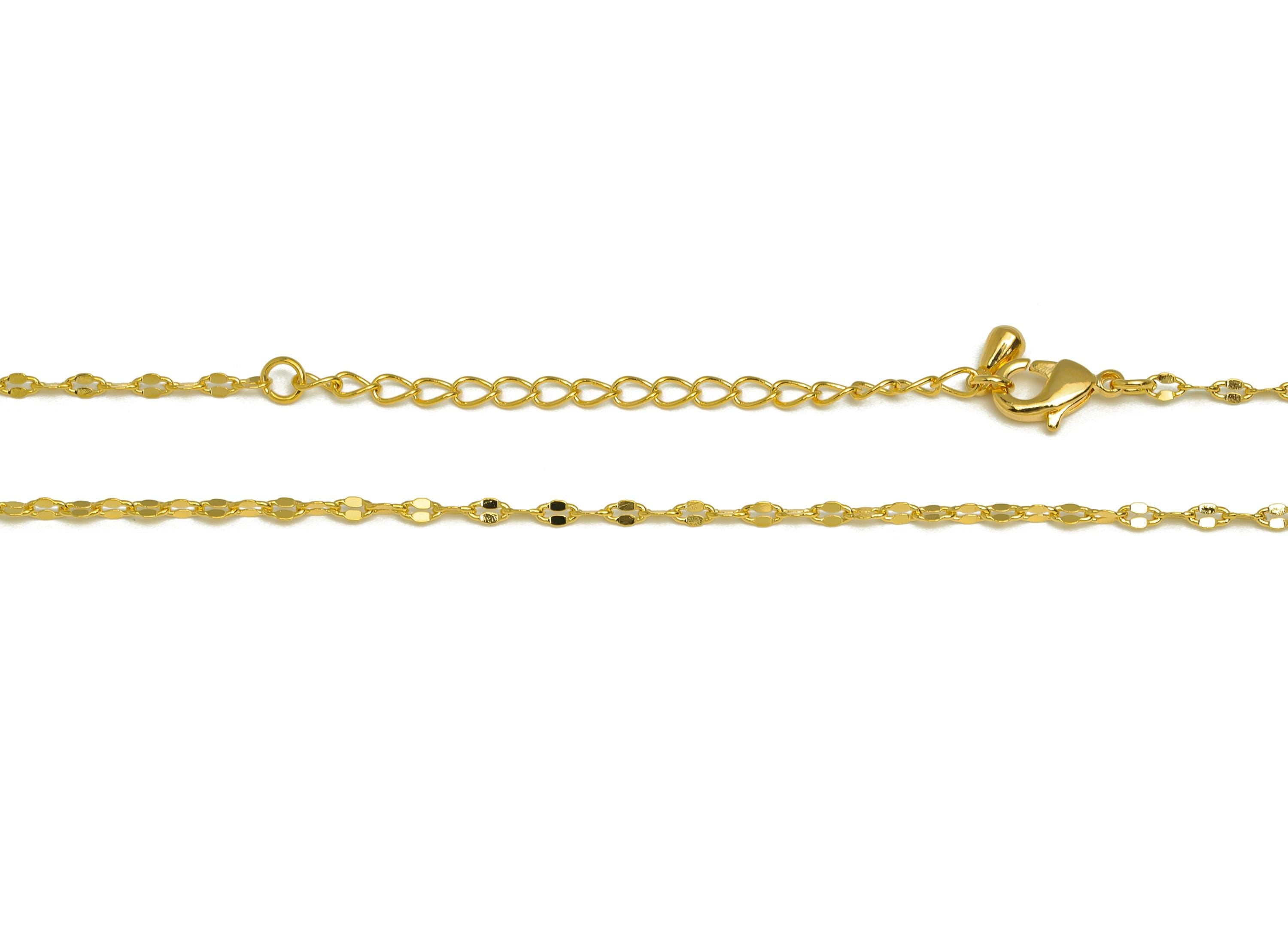 0.235 Finished Cable Chain - Gold 42.5+5 Hammered Cable Chain - Brass Cable Necklace Chain - For Necklace - 18K Real Gold Plating - RGP7473 - DOMEDBAZAAR