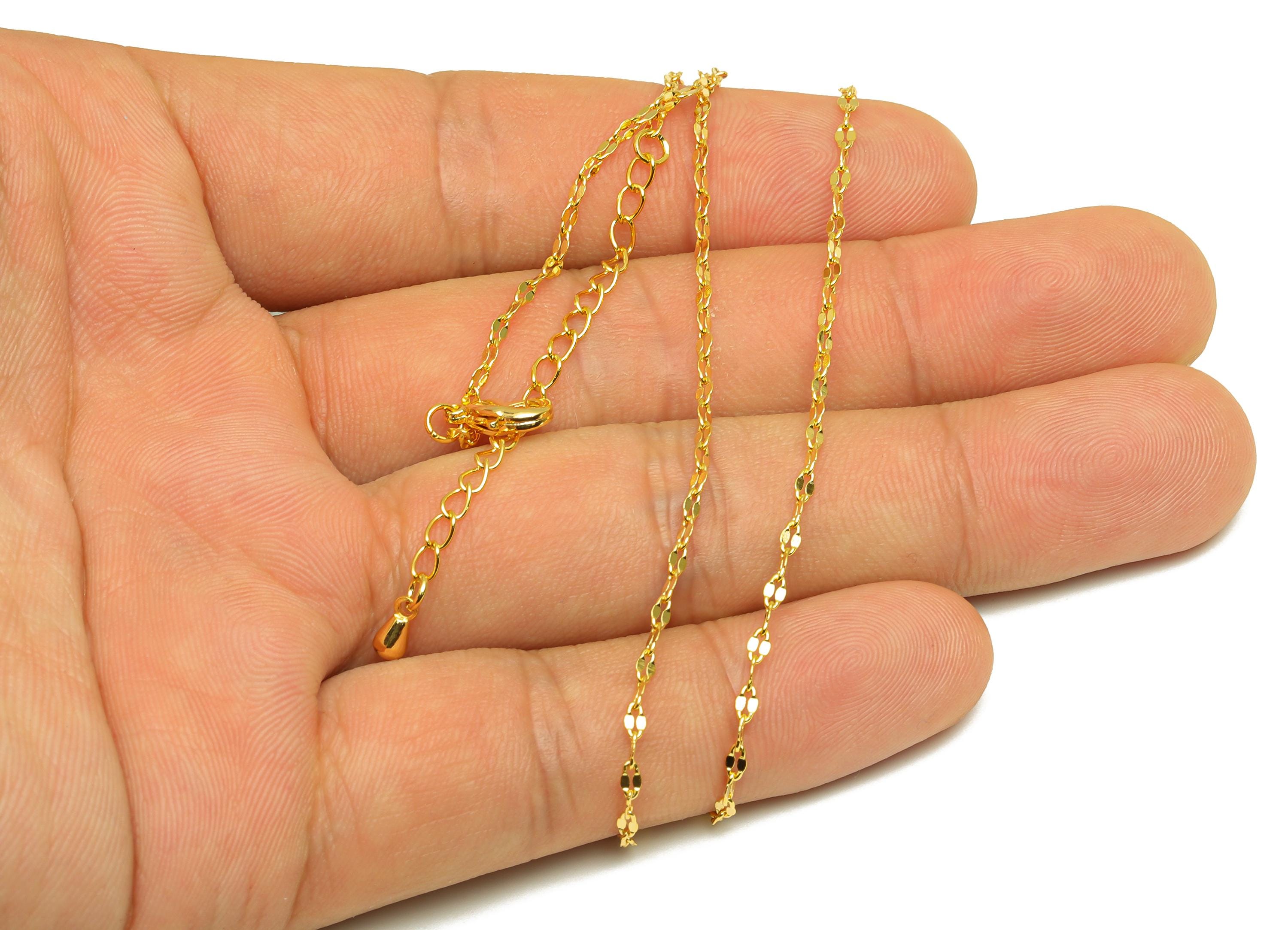 0.235 Finished Cable Chain - Gold 42.5+5 Hammered Cable Chain - Brass Cable Necklace Chain - For Necklace - 18K Real Gold Plating - RGP7473 - DOMEDBAZAAR
