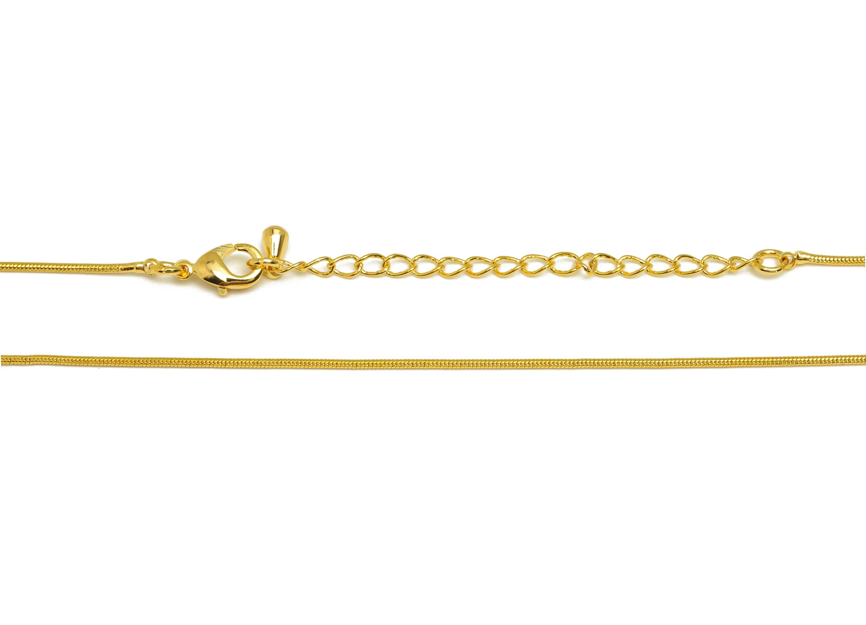 1mm Finished Snake Chain - Gold 44+6cm Snake Finished Chain - Brass Finished Snake Chain - For Necklace - 18K Real Gold Plating - RGP7475 - DOMEDBAZAAR