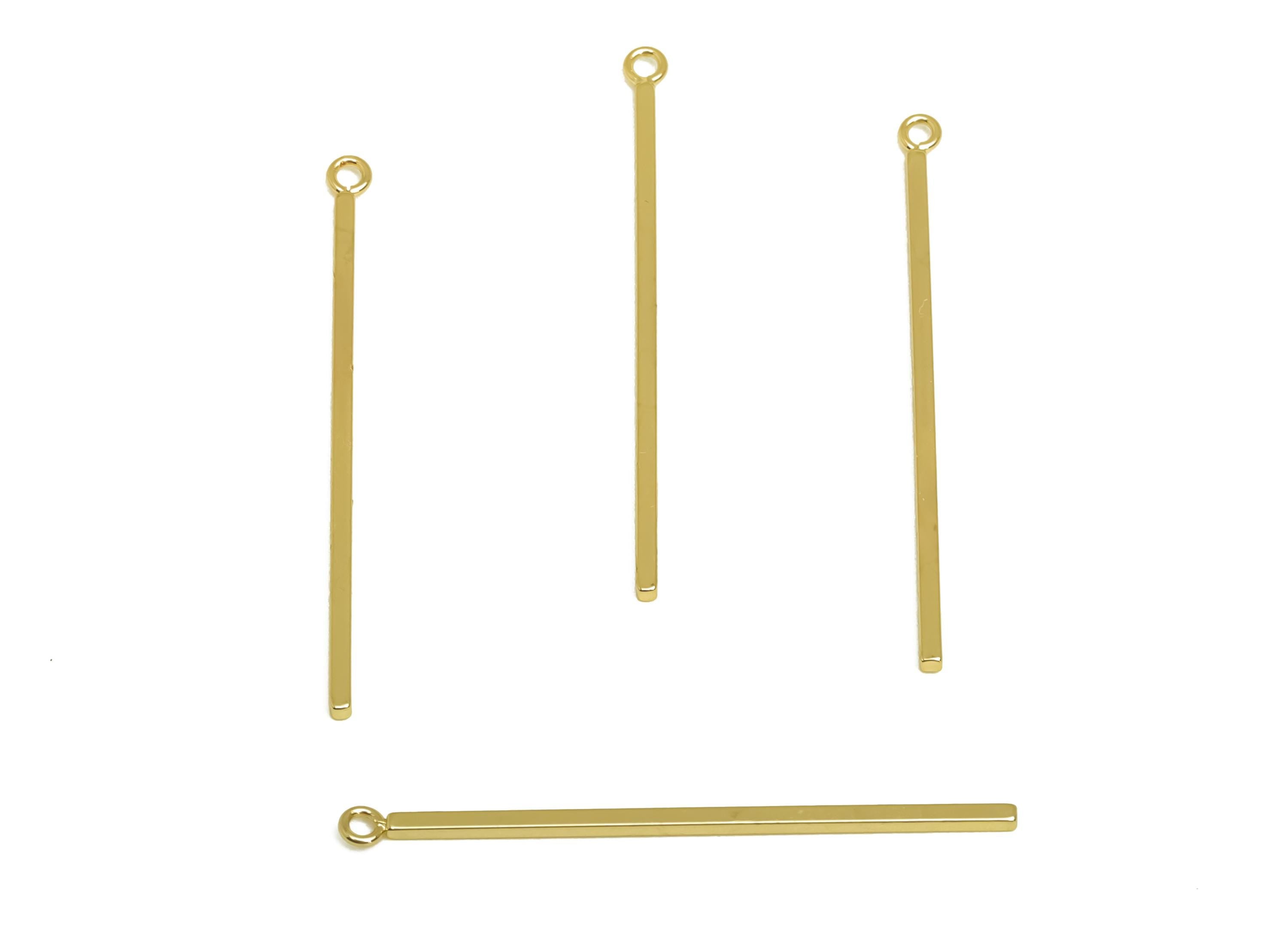 Brass Bar Earring Charm - Gold Smooth Bar Pendant - Minimalist Strip Bar Earring Charm - 18K Real Gold Plated - 31.96x2x0.85mm - RGP7948 - DOMEDBAZAAR