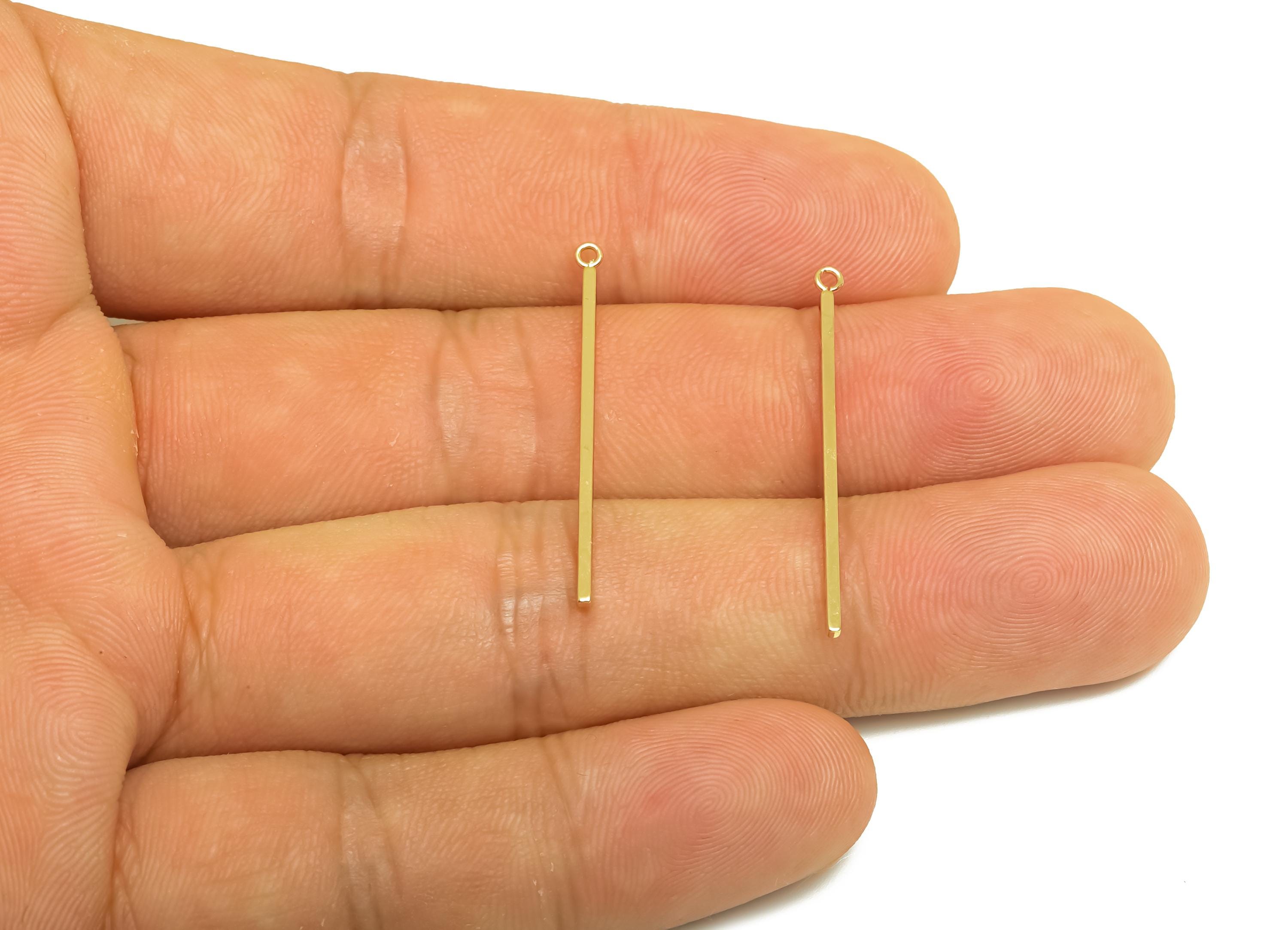 Brass Bar Earring Charm - Gold Smooth Bar Pendant - Minimalist Strip Bar Earring Charm - 18K Real Gold Plated - 31.96x2x0.85mm - RGP7948 - DOMEDBAZAAR