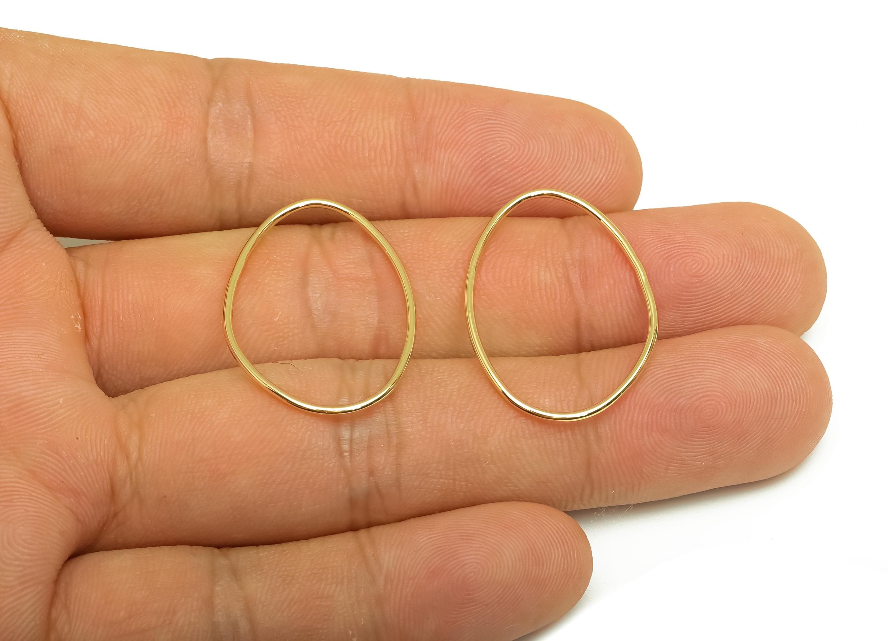 Brass Irregular Ring - Gold Irregular Circle Charm Ring - Round Irregular Connector - 18K Real Gold Plated - 28.56x20.48x0.76mm - RGP7950 - DOMEDBAZAAR