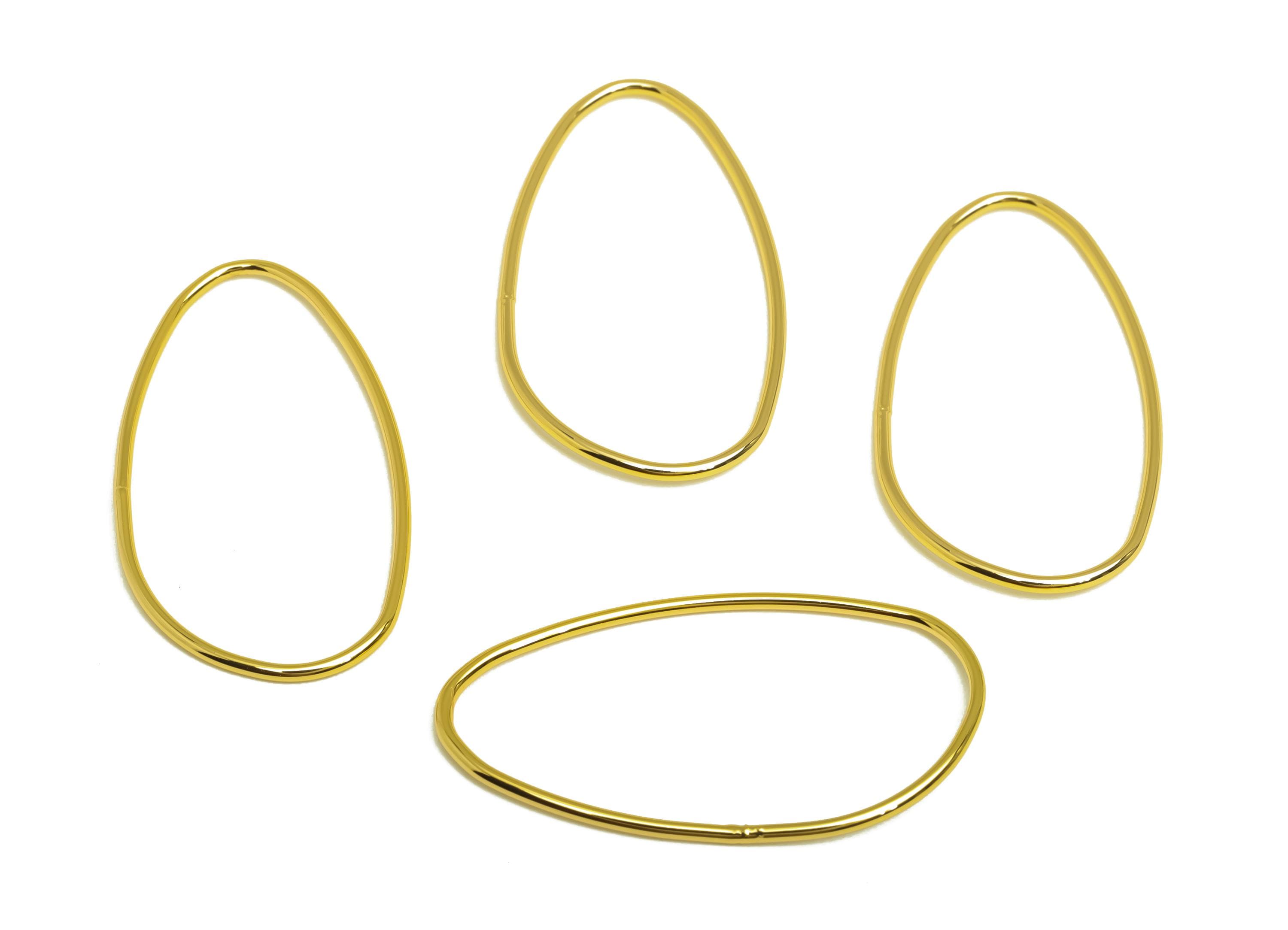 Brass Irregular Ring - Gold Irregular Oval Circle Charm - Oval Hoop Irregular Connector - 18K Real Gold Plated - 35.52x19.48x0.76mm- RGP7951 - DOMEDBAZAAR