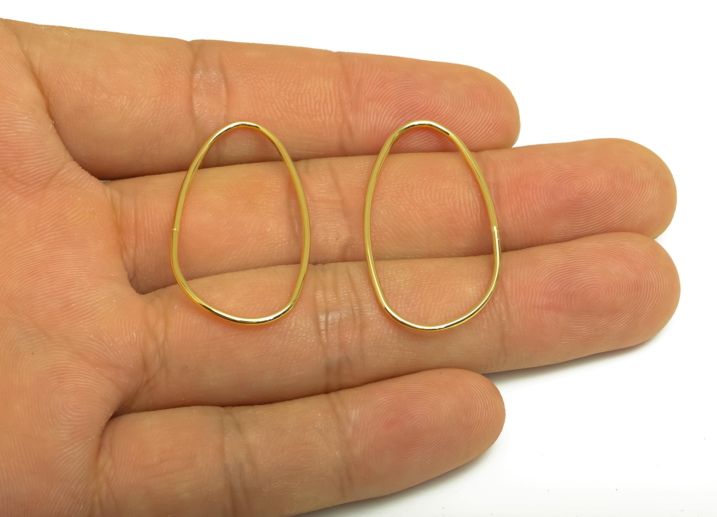Brass Irregular Ring - Gold Irregular Oval Circle Charm - Oval Hoop Irregular Connector - 18K Real Gold Plated - 35.52x19.48x0.76mm- RGP7951 - DOMEDBAZAAR
