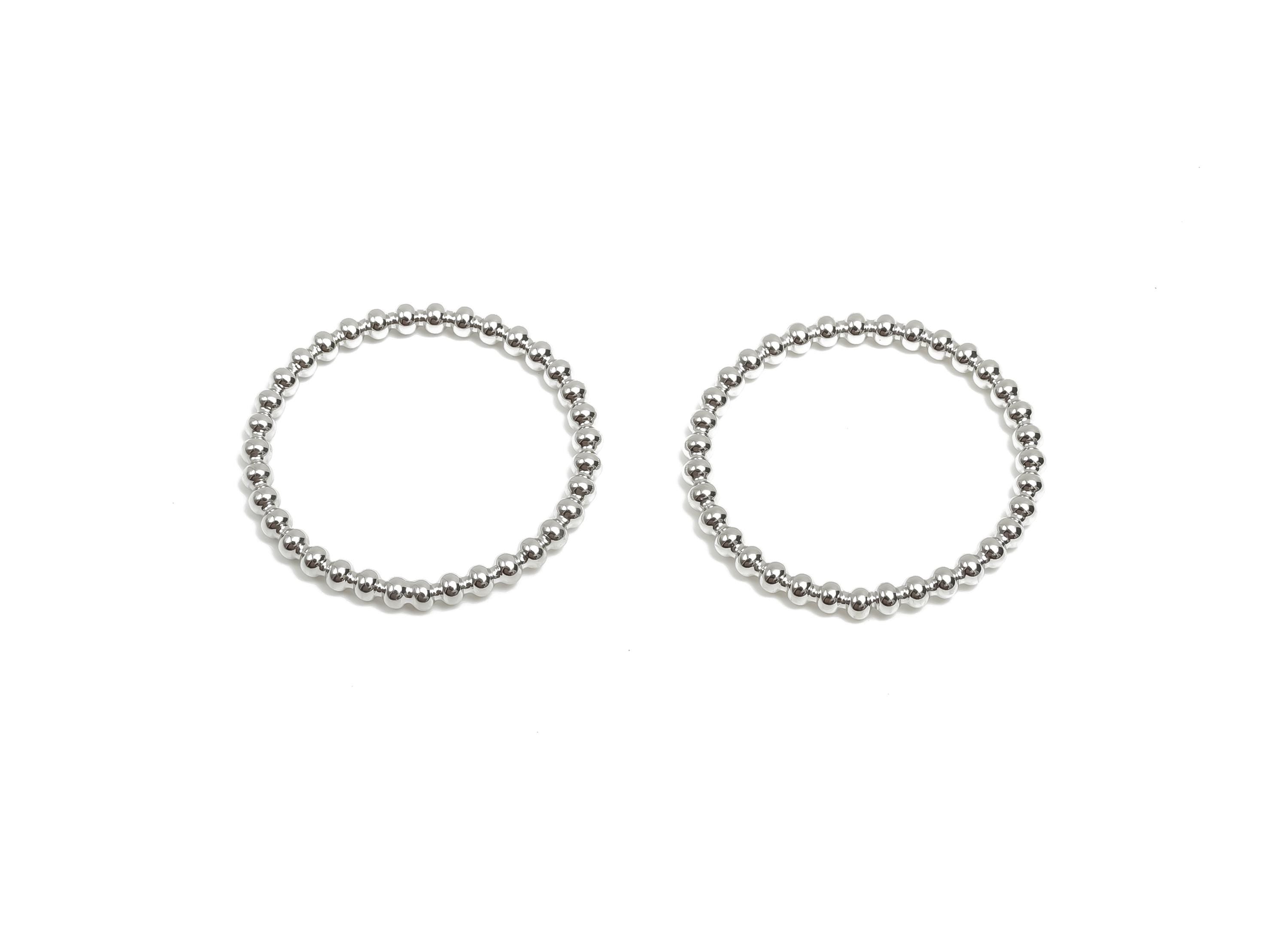 19mm Ball Wire Chian Ring - Dainty Beaded Band - Brass Solid Thin Ring - Beaded Ring - 18K Real White Gold Plating - 23x23x1.77mm - RGP8107 - DOMEDBAZAAR