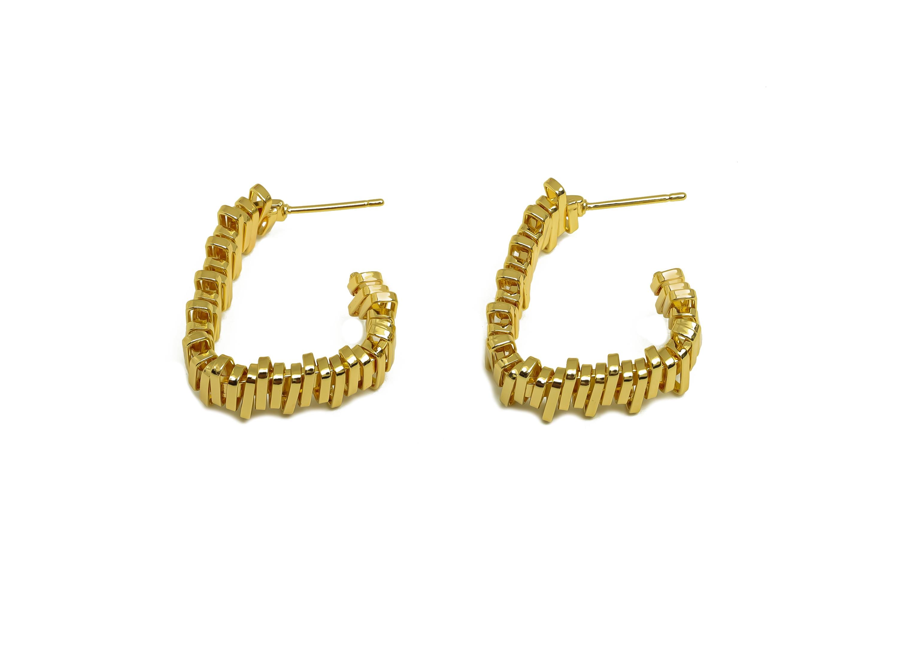Brass Triangle Ear - Gold Open Triangle Ear Stud - Textured Open Triangle Earring Post - 18K Real Gold Plated - 26.1x22.18x2.92mm - RGP7957 - DOMEDBAZAAR