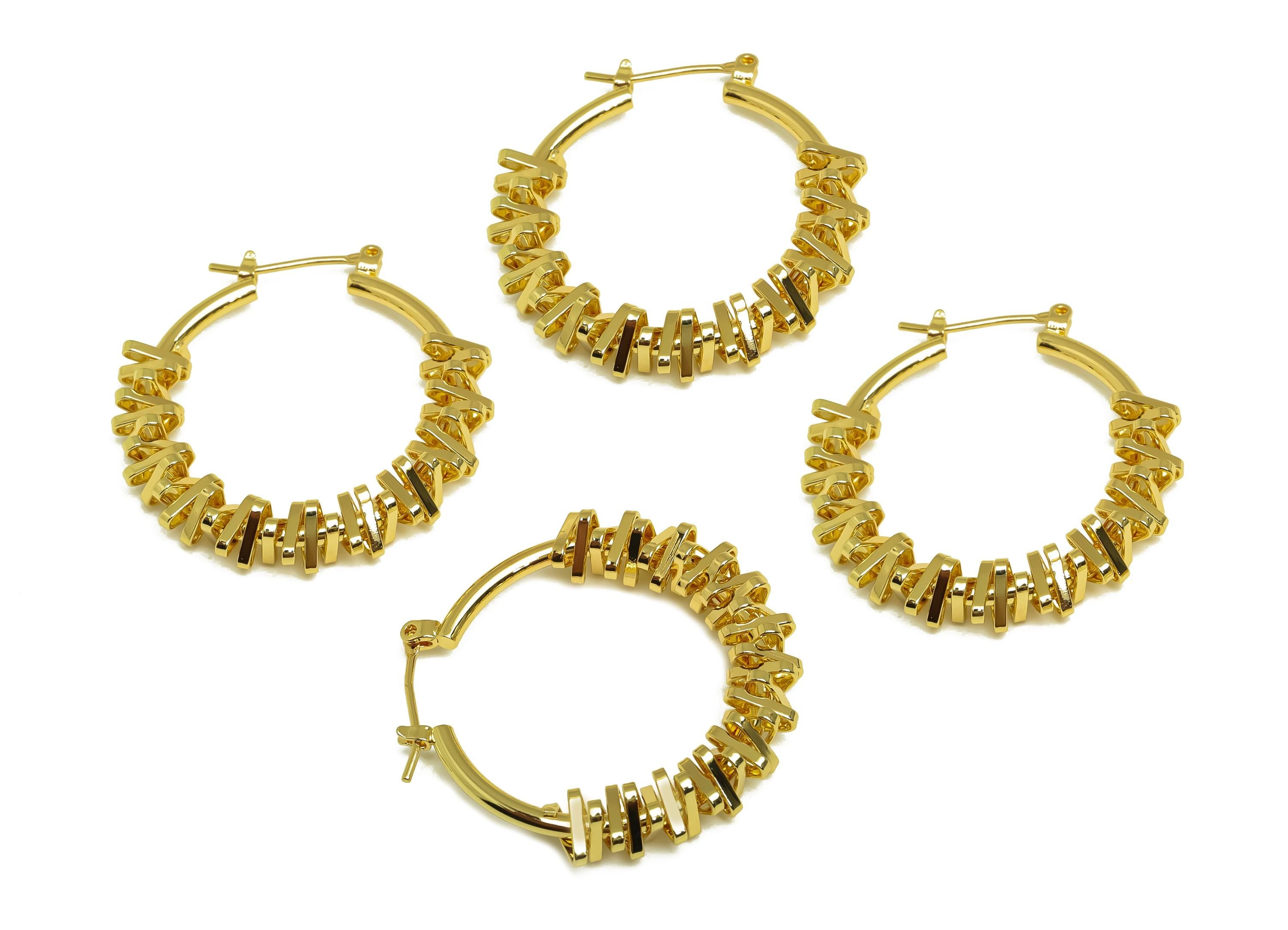 Brass Round Hoop Earring - Gold Huggie Hoop Earring Clasp - Textured Huggie Hoop Earring - 18K Real Gold Plating - 33.11x32.64x2mm - RGP7962 - DOMEDBAZAAR