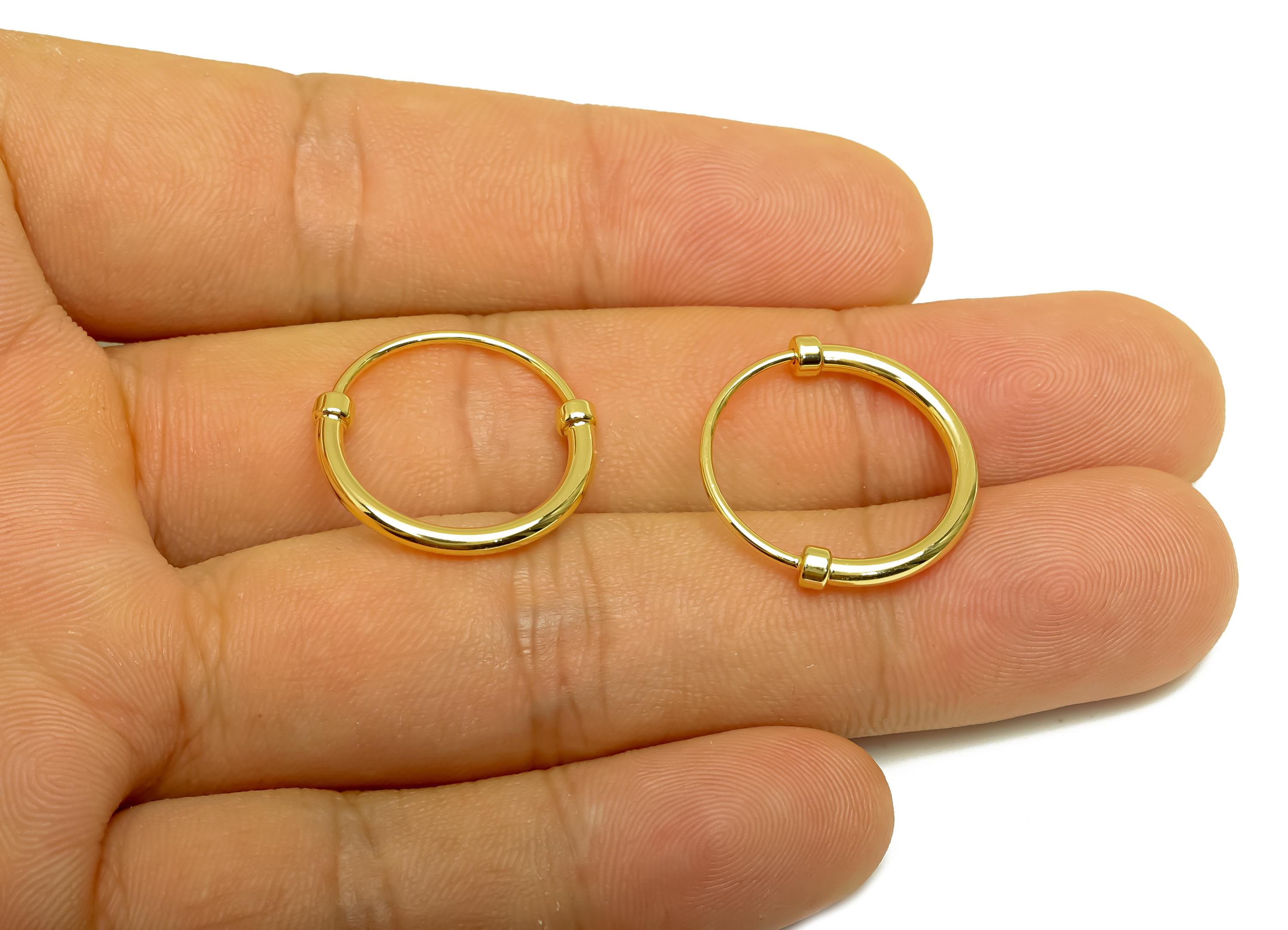 Brass Huggie Hoop Earring - Gold Minimalist Hoop Earring Clasp - Round Minimalist Ear - 18K Real Gold Plated - 20.89x20.47x1.83mm - RGP7963 - DOMEDBAZAAR