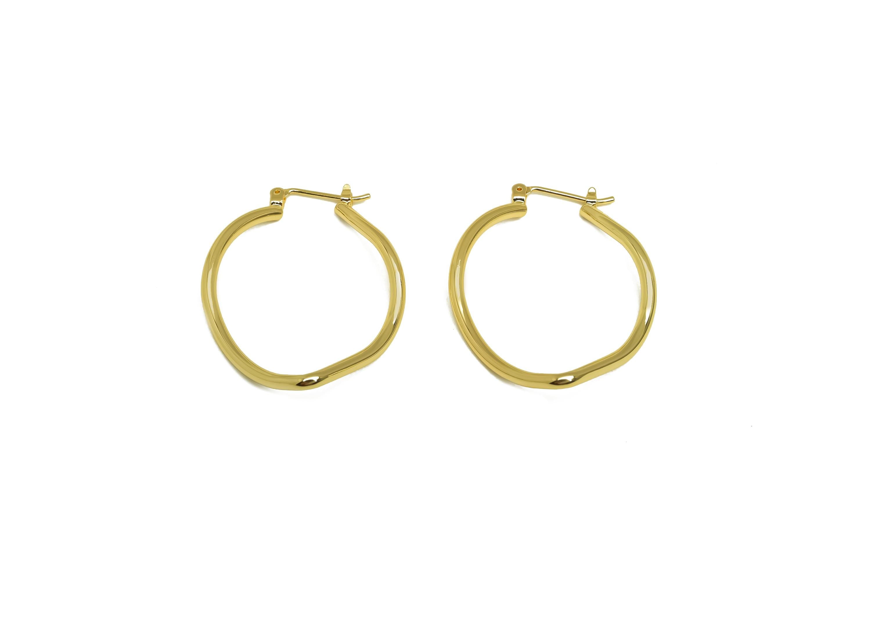 Brass Marquise Hoop Earring - Gold Huggie Hoop Earring Clasp - Curved Marquise Hoop Ear - 18K Real Gold Plating- 36.54x27.33x1.9mm - RGP7968 - DOMEDBAZAAR