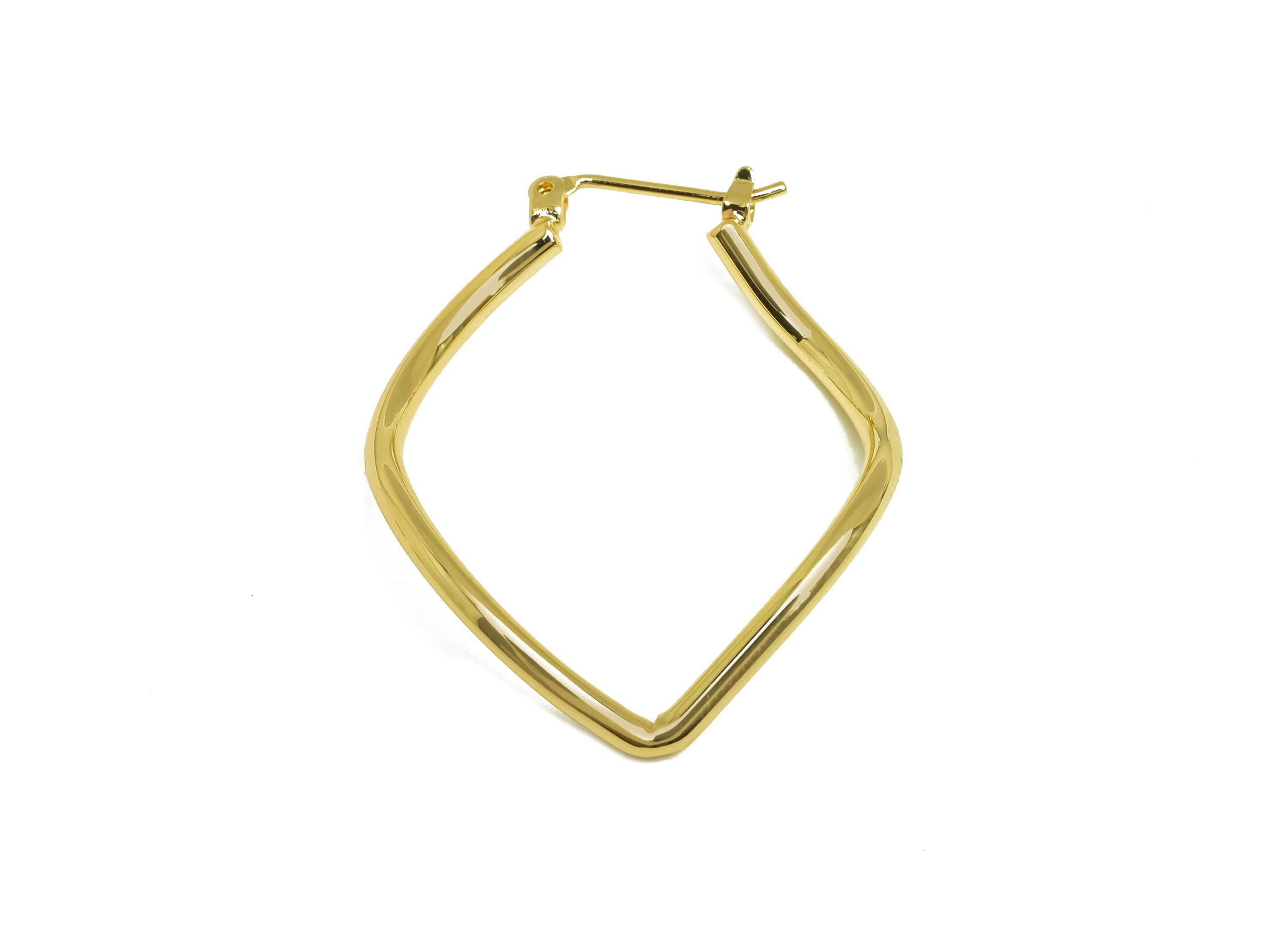 Brass Marquise Hoop Earring - Gold Huggie Hoop Earring Clasp - Curved Marquise Hoop Ear - 18K Real Gold Plating- 36.54x27.33x1.9mm - RGP7968 - DOMEDBAZAAR