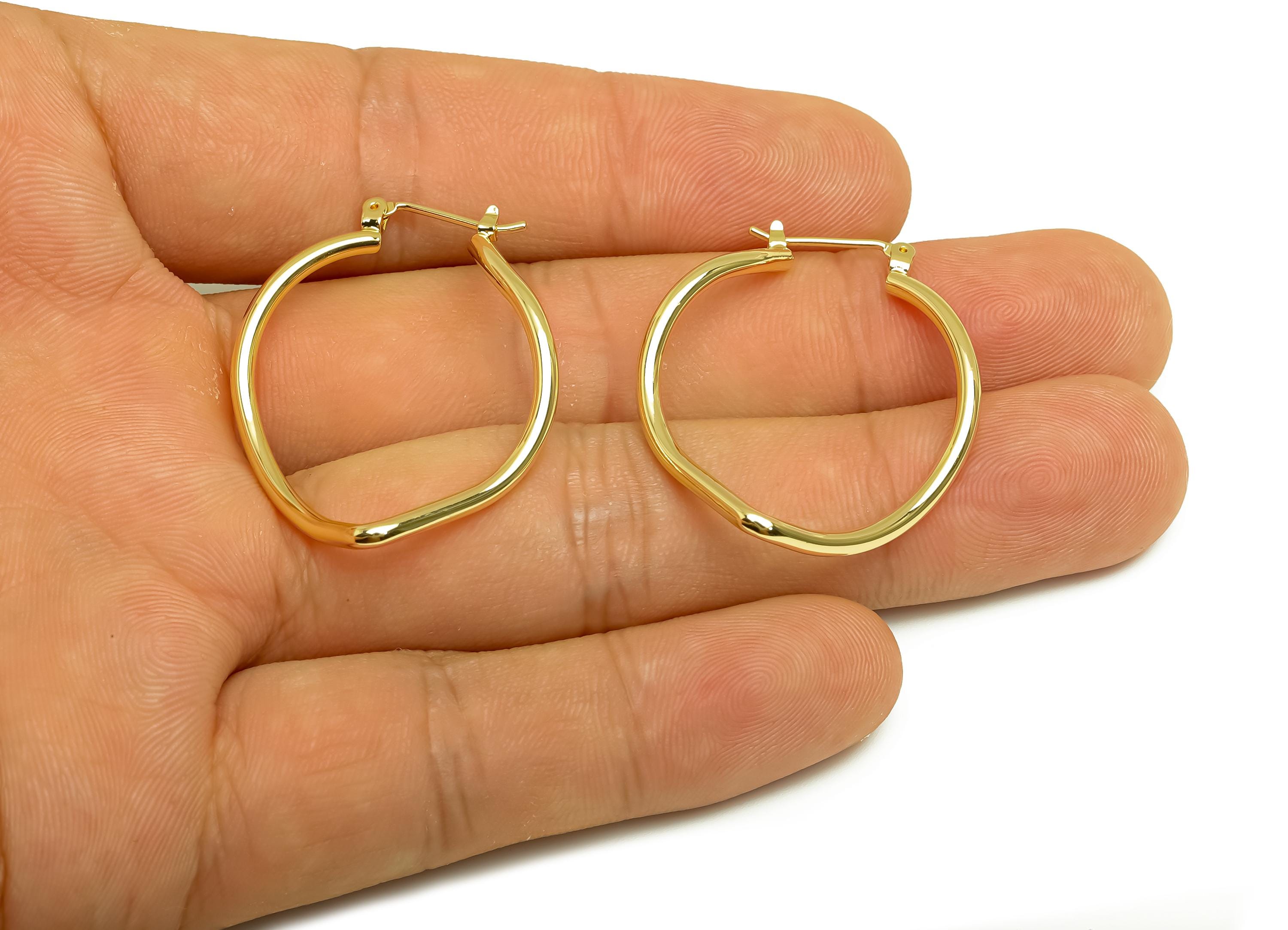 Brass Marquise Hoop Earring - Gold Huggie Hoop Earring Clasp - Curved Marquise Hoop Ear - 18K Real Gold Plating- 36.54x27.33x1.9mm - RGP7968 - DOMEDBAZAAR