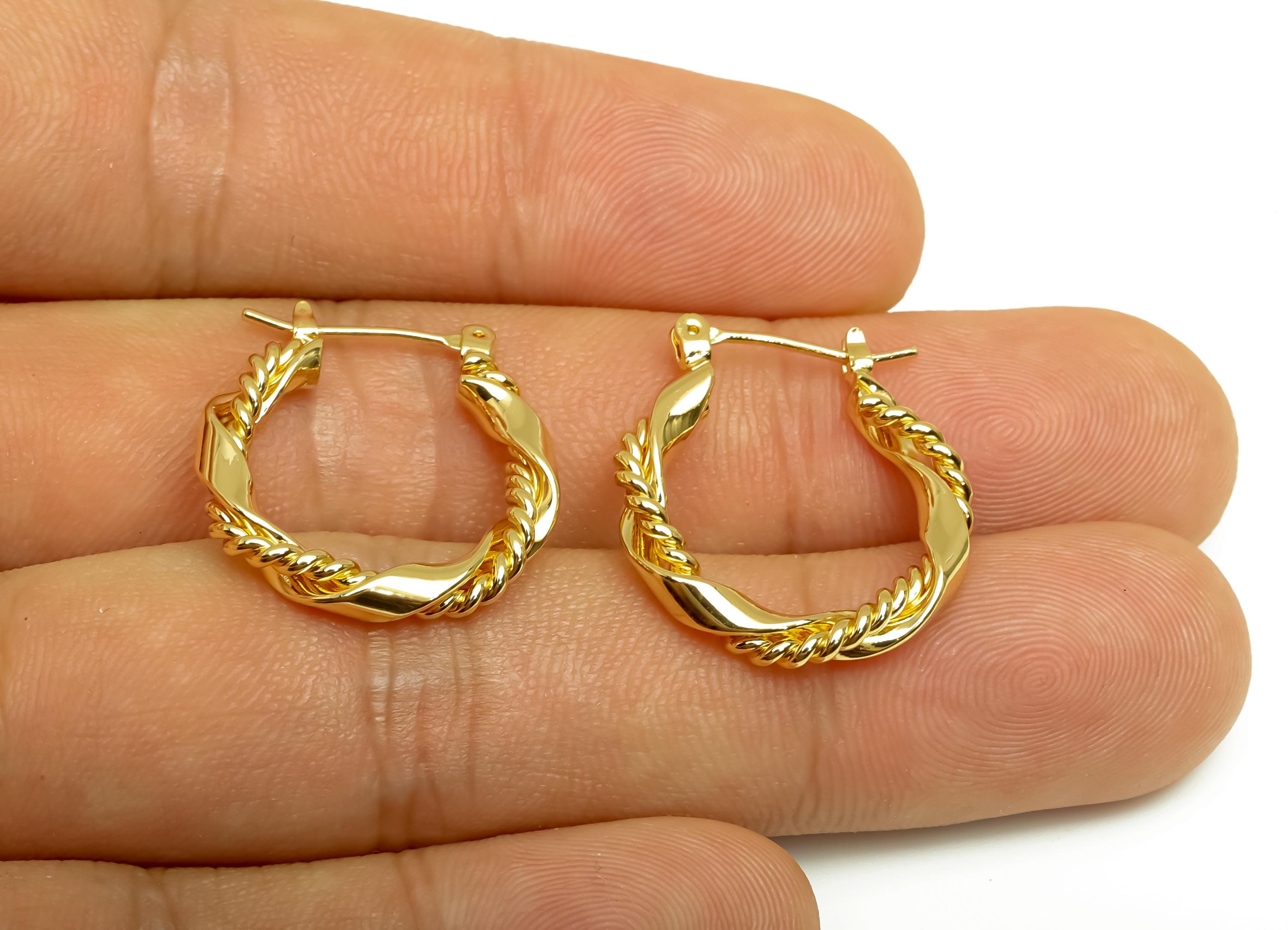 Brass Twisted Hoop Earring - Gold Curved Wave Huggie Earring Clasp - Round Hoop Earring - 18K Real Gold Plating- 23.22x21.5x 3.5mm - RGP7969 - DOMEDBAZAAR