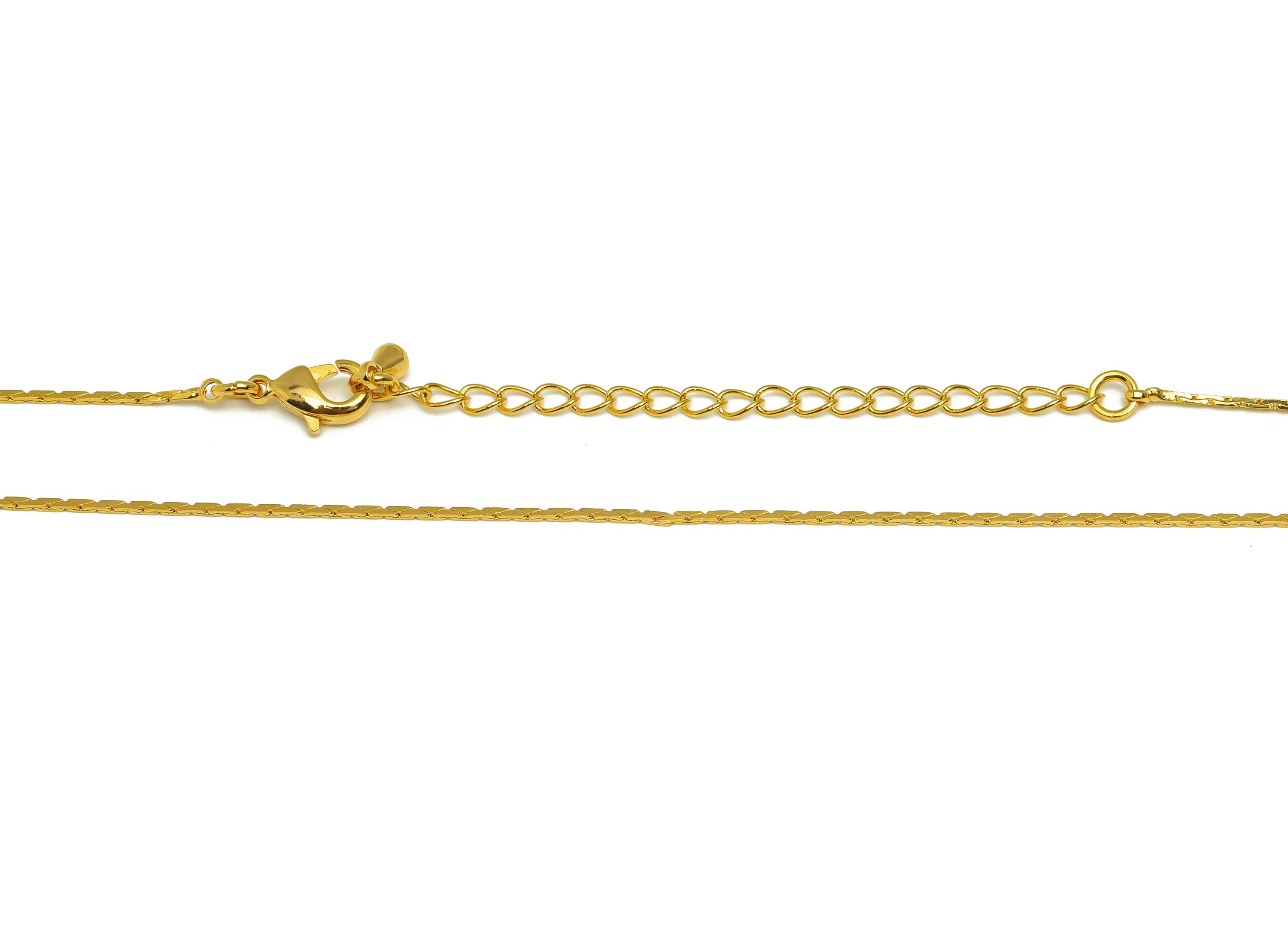 0.7mm Finished Snake Chain - Gold 43+5cm Snake Finished Chain - Brass Finished Snake Chain - For Necklace - 18K Real Gold Plating - RGP7480 - DOMEDBAZAAR