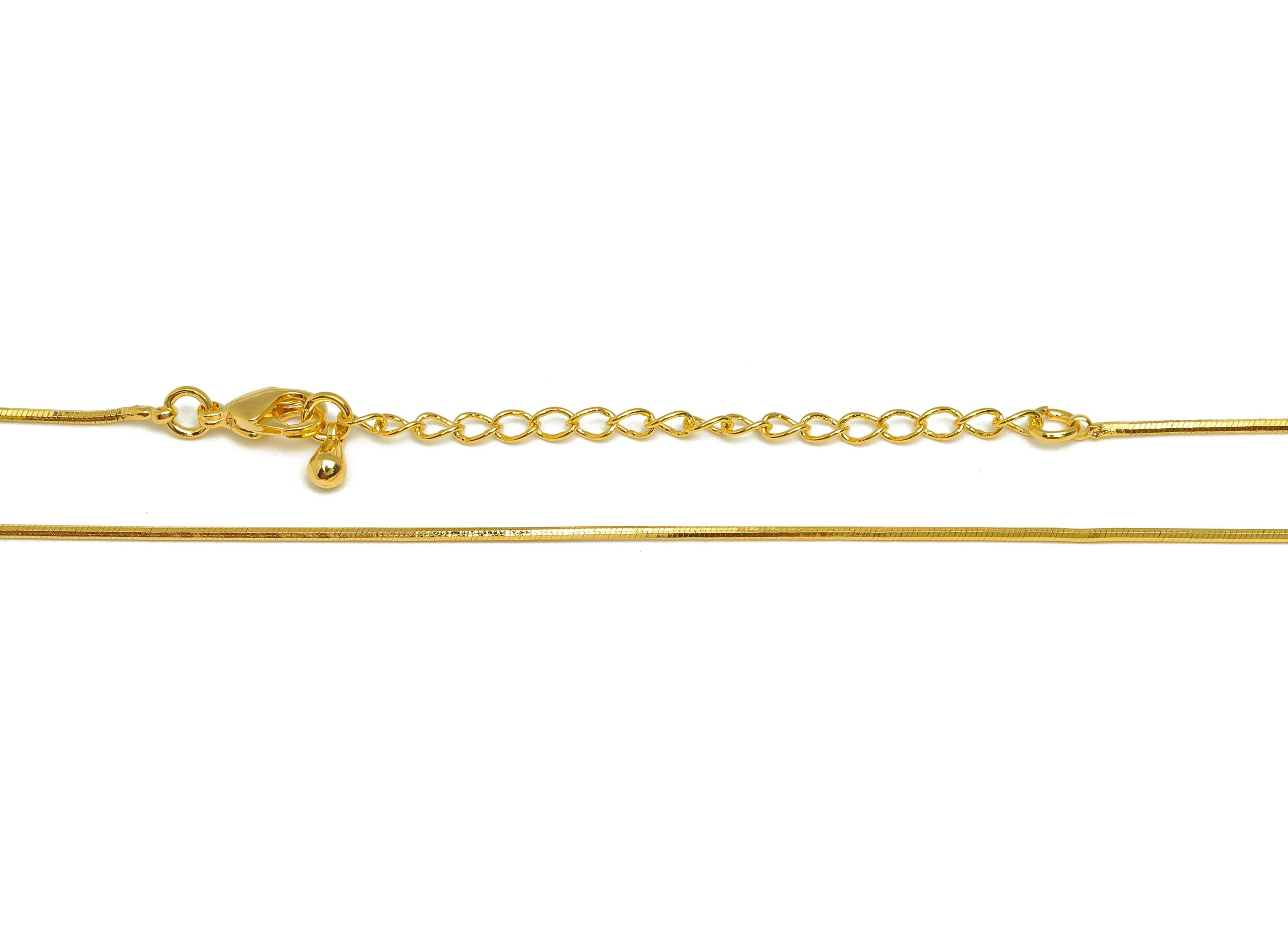 1mm Finished Snake Chain - Gold 42.5+5.5cm Snake Finished Chain - Brass Finished Snake Chain - For Necklace - 18K Real Gold Plating -RGP7483 - DOMEDBAZAAR