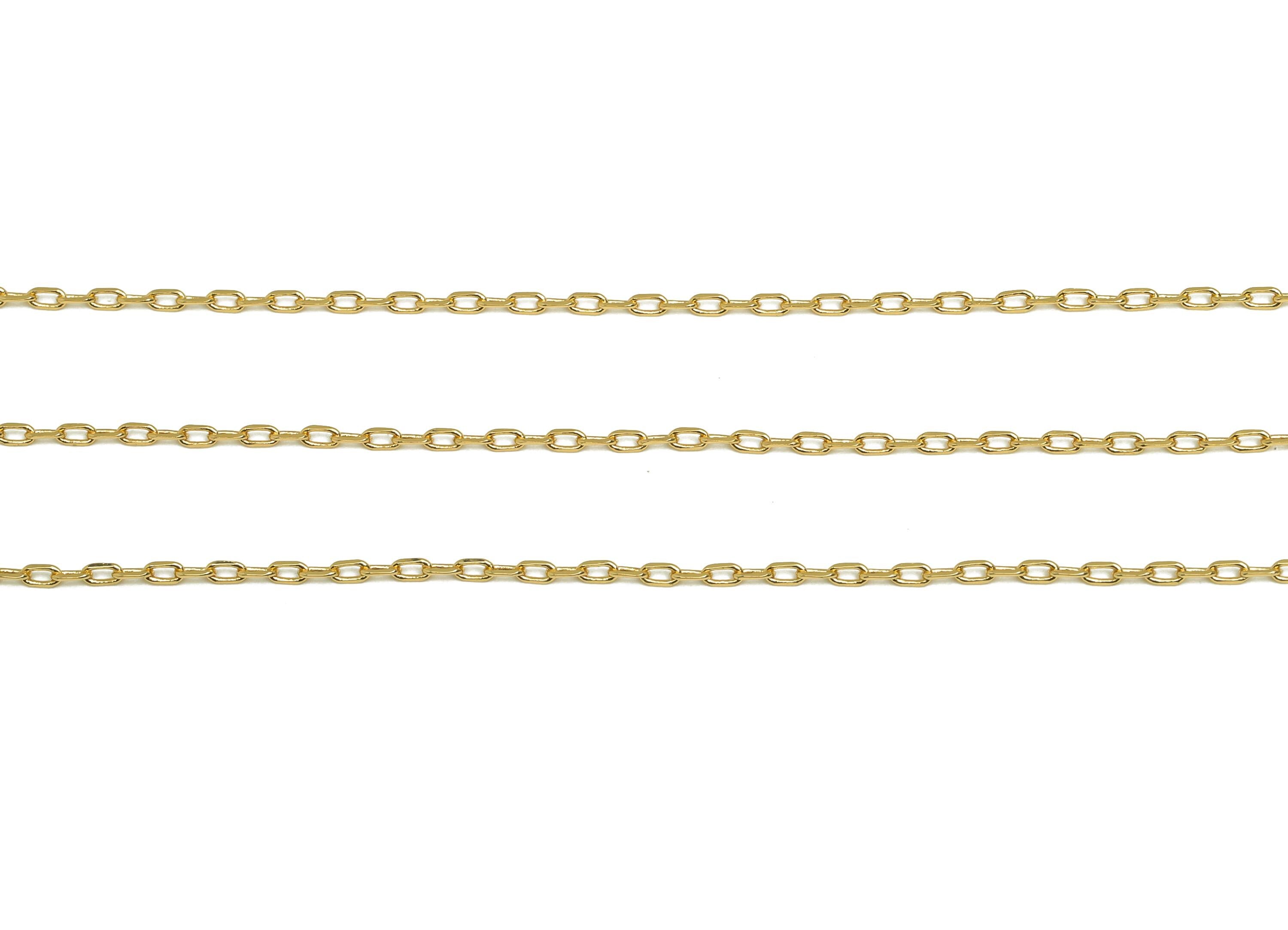 2.6mm Faceted Cable Chain - Brass 0.245 Faceted Cable Necklace Chain - Gold Rectangle Cable Bracelet Chain - 18K Real Gold Plated - RGP7486 - DOMEDBAZAAR