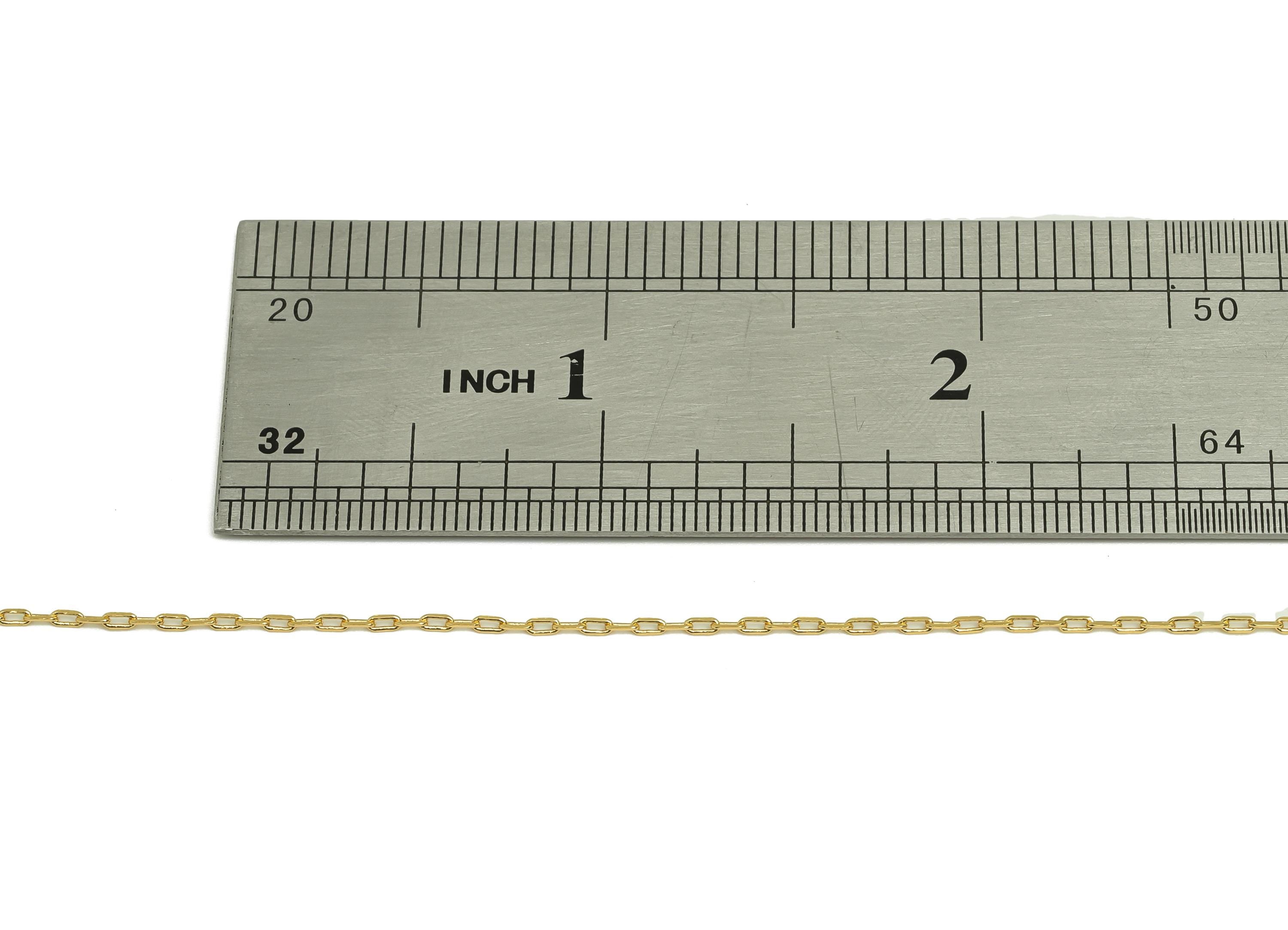 2.3mm Faceted Cable Chain - Brass 0.235 Faceted Cable Necklace Chain - Gold Rectangle Cable Bracelet Chain - 18K Real Gold Plated - RGP7487 - DOMEDBAZAAR