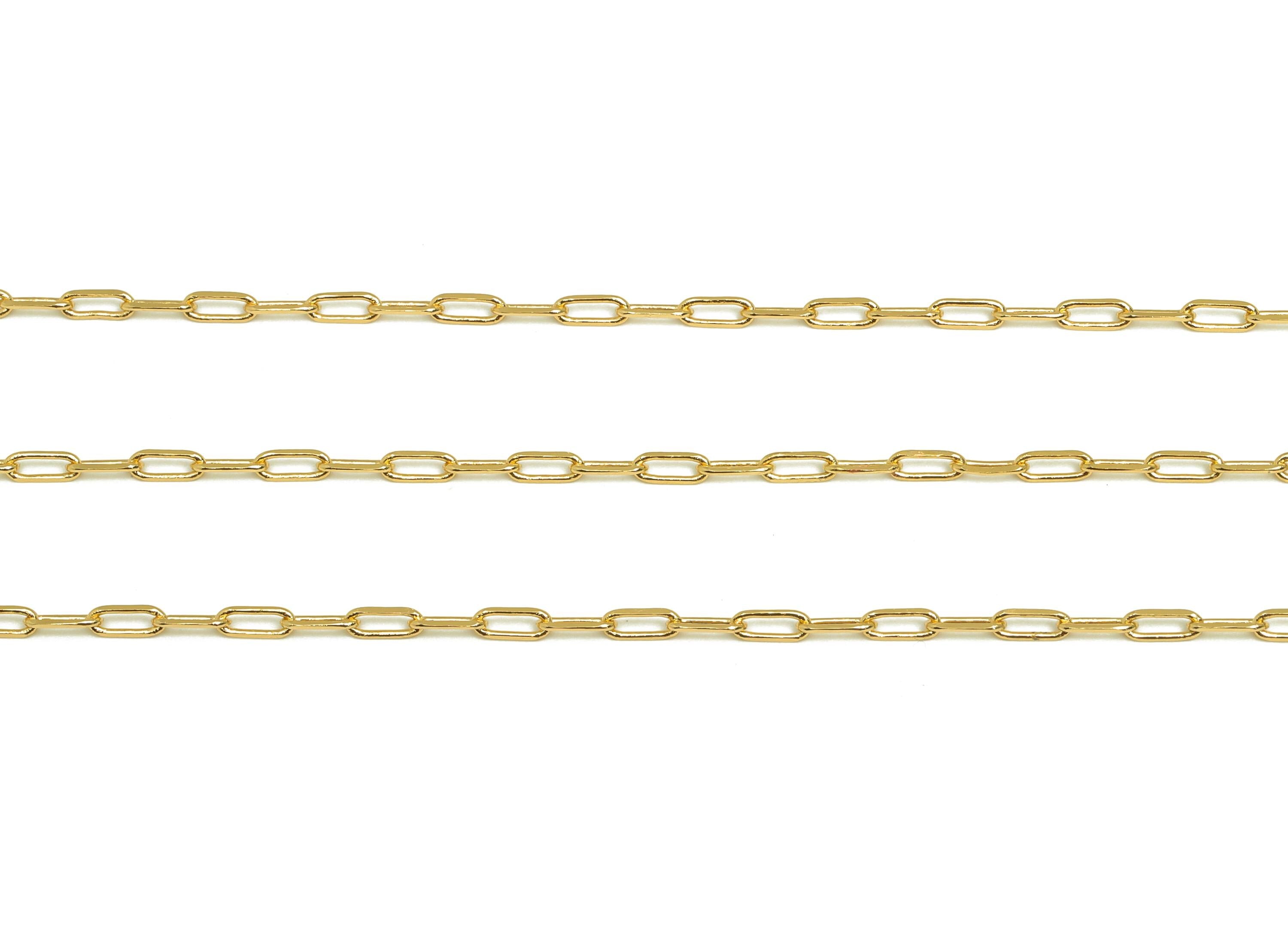 5.2mm Faceted Cable Chain - Brass 0.26 Faceted Cable Necklace Chain - Gold Rectangle Cable Bracelet Chain - 18K Real Gold Plating - RGP7488 - DOMEDBAZAAR