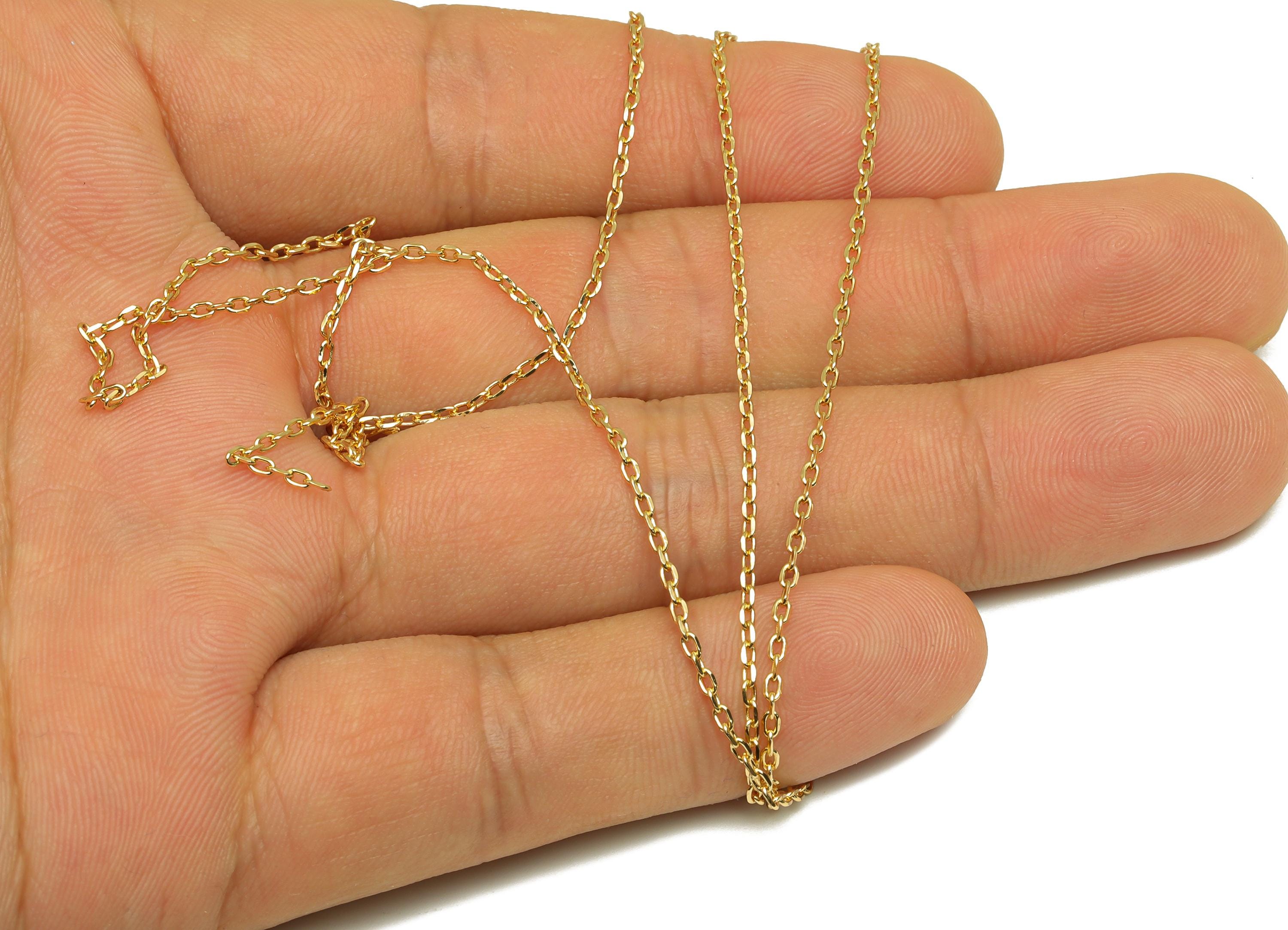 2.7mm Faceted Cable Chain - Brass 0.245 Faceted Cable Necklace Chain - Gold Rectangle Cable Bracelet Chain - 18K Real Gold Plating - RGP7490 - DOMEDBAZAAR