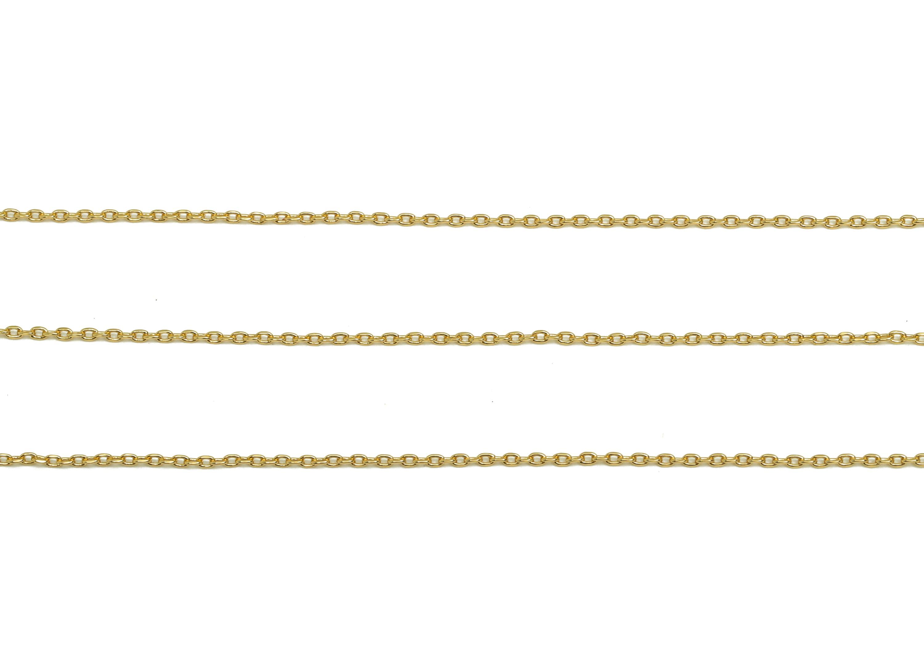 1.8mm Faceted Cable Chain - Brass 0.225 Faceted Cable Necklace Chain - Gold Rectangle Cable Bracelet Chain - 18K Real Gold Plating - RGP7491 - DOMEDBAZAAR