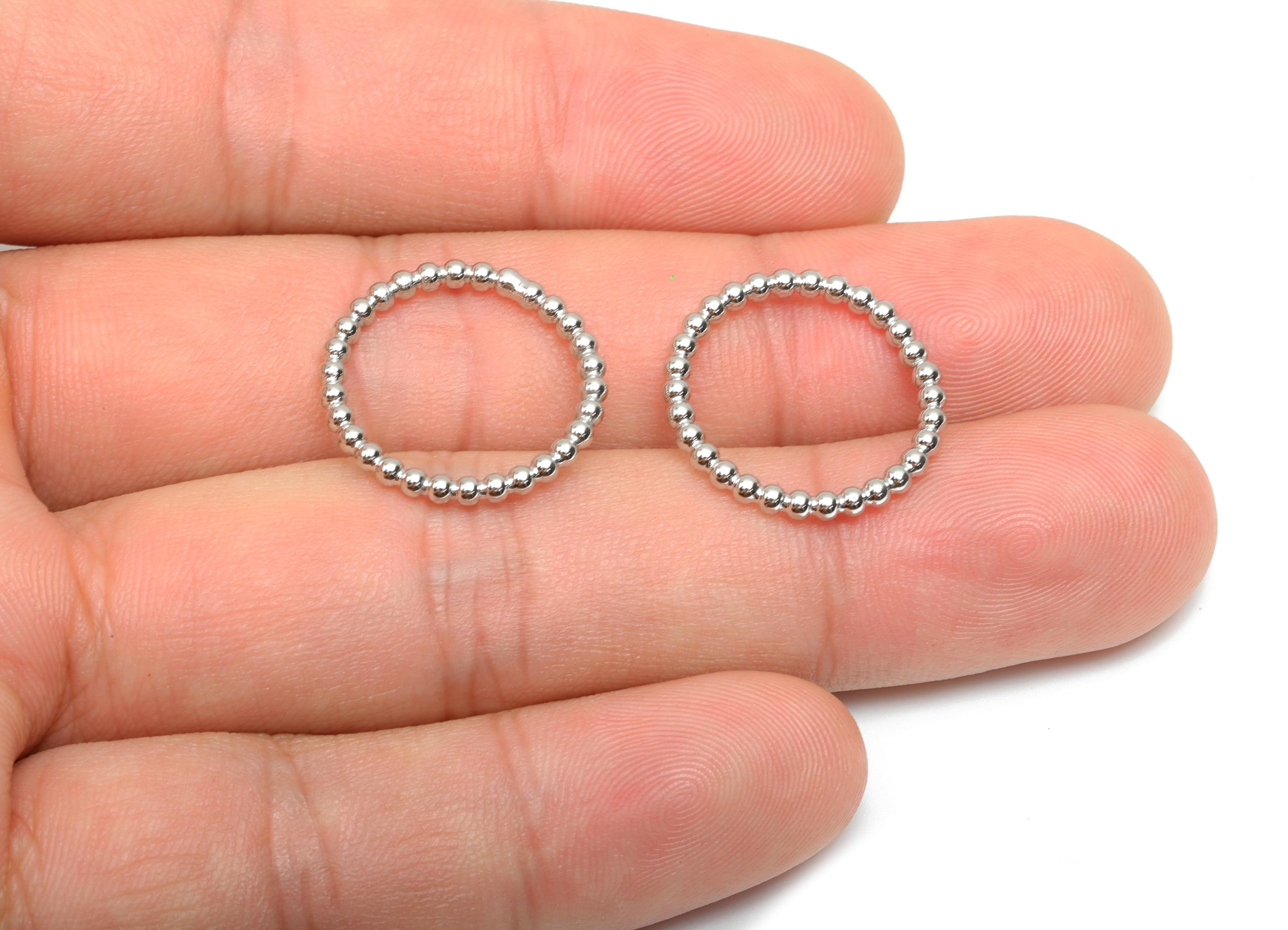15mm Ball Wire Chian Ring - Dainty Beaded Band - Brass Solid Thin Ring - Beaded Ring - 18K Real White Gold Plating - 19x19x1.73mm - RGP8081 - DOMEDBAZAAR