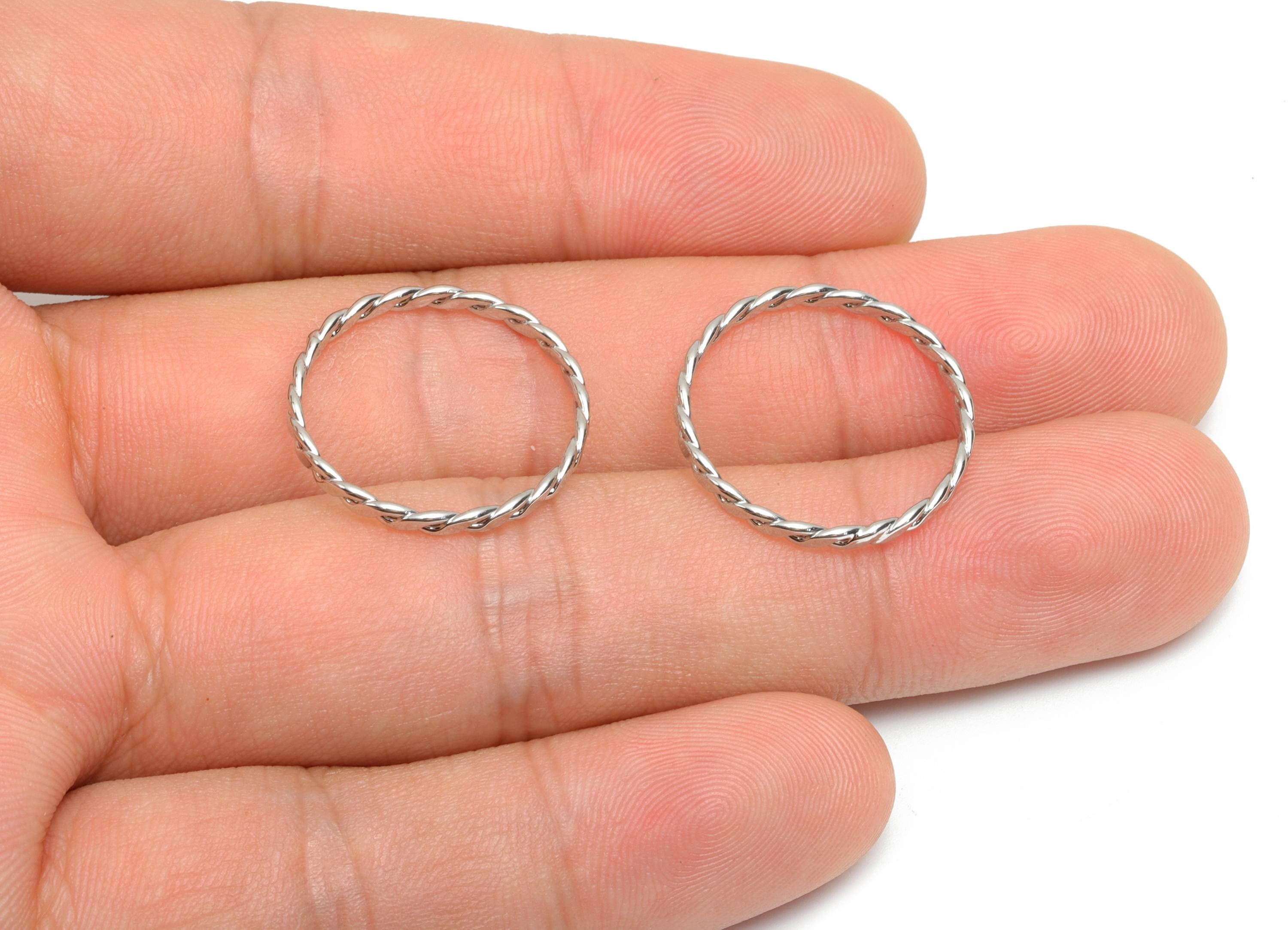 Hammered Twisted Chian Ring - Ring Settings - Brass Chain Rings - Rope Chian Rope Rings - 18K Real White Gold Plating - 20x20x1mm - RGP8077 - DOMEDBAZAAR