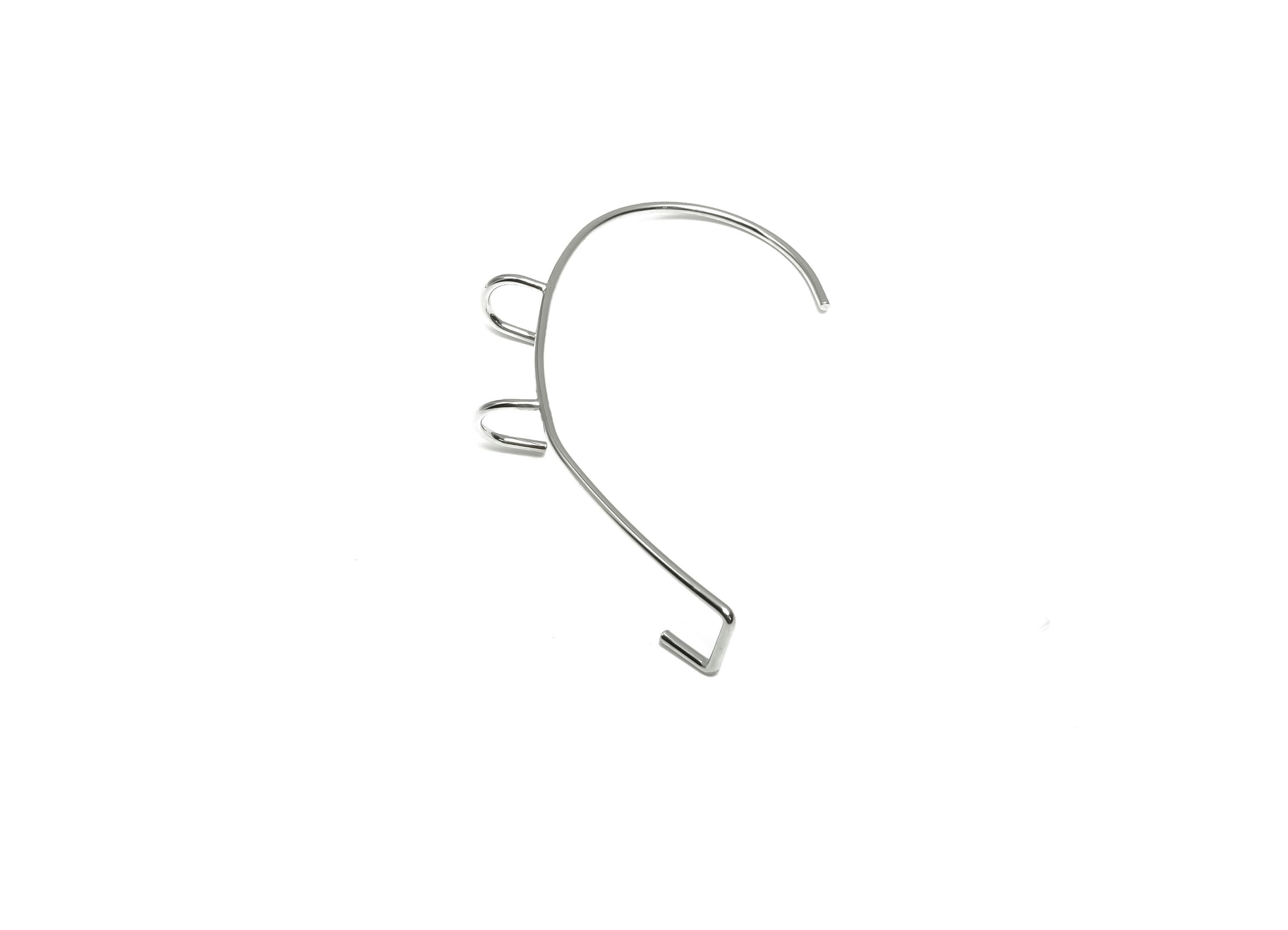 Brass Wires Ear Cuff Earring - Wires Earring Bone Hanging - Hanging Ear Cuff Earring - 18K Real White Gold Plating - 60.4x39.6x1mm - RGP8085 - DOMEDBAZAAR