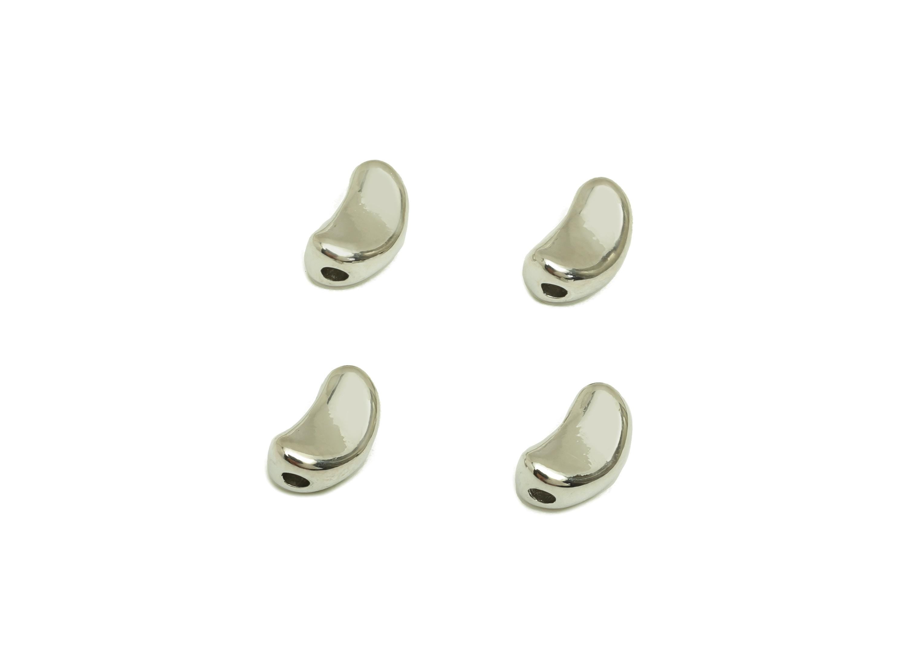 Crescent Bracelet Spacer Beads - Brass Beads Earring - Spacer Bead Charm - For Bracelet - 18K Real White Gold Plating - 8x5x4.99mm - RGP7765 - DOMEDBAZAAR