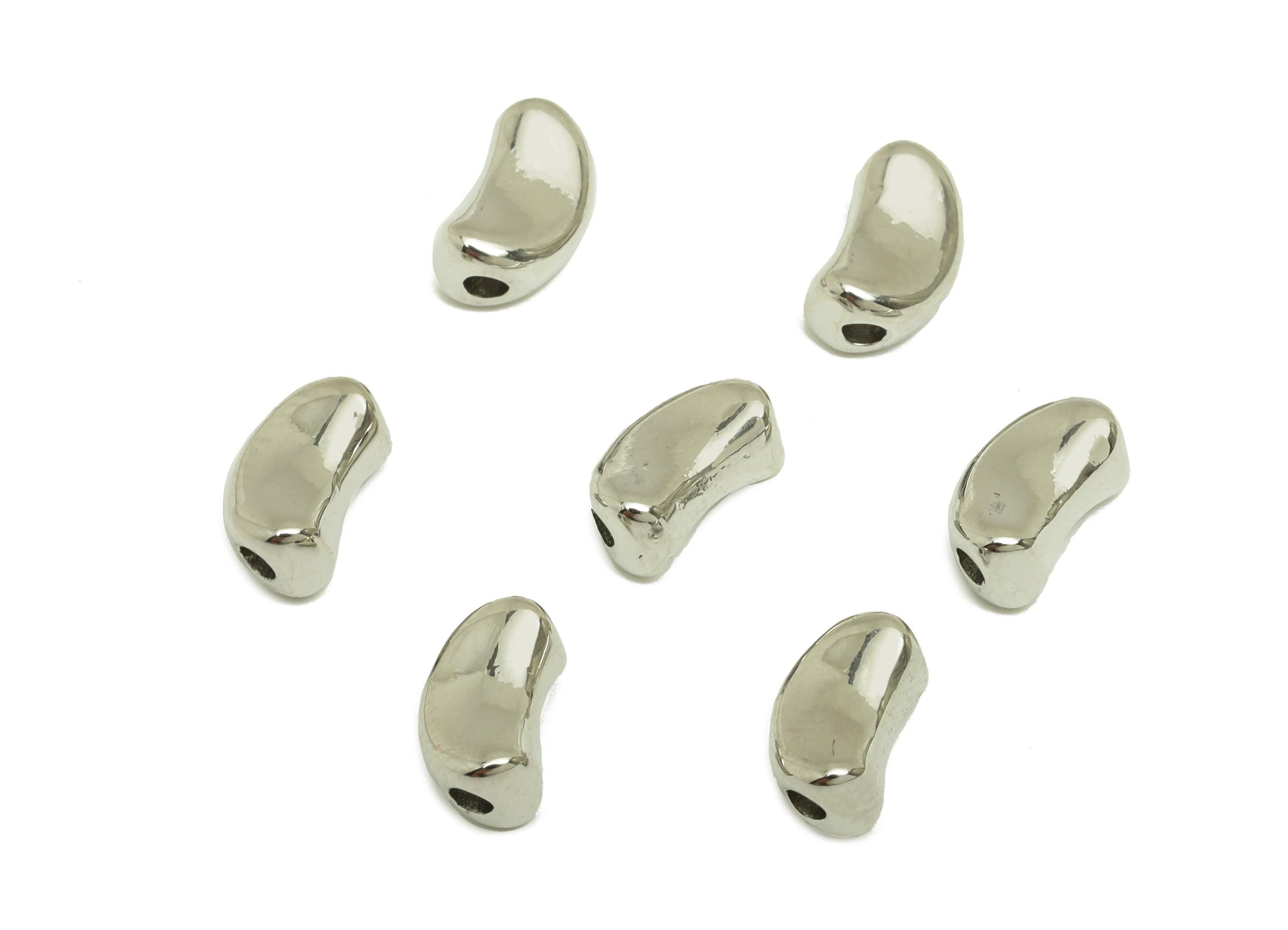Crescent Bracelet Spacer Beads - Brass Beads Earring - Spacer Bead Charm - For Bracelet - 18K Real White Gold Plating - 8x5x4.99mm - RGP7765 - DOMEDBAZAAR