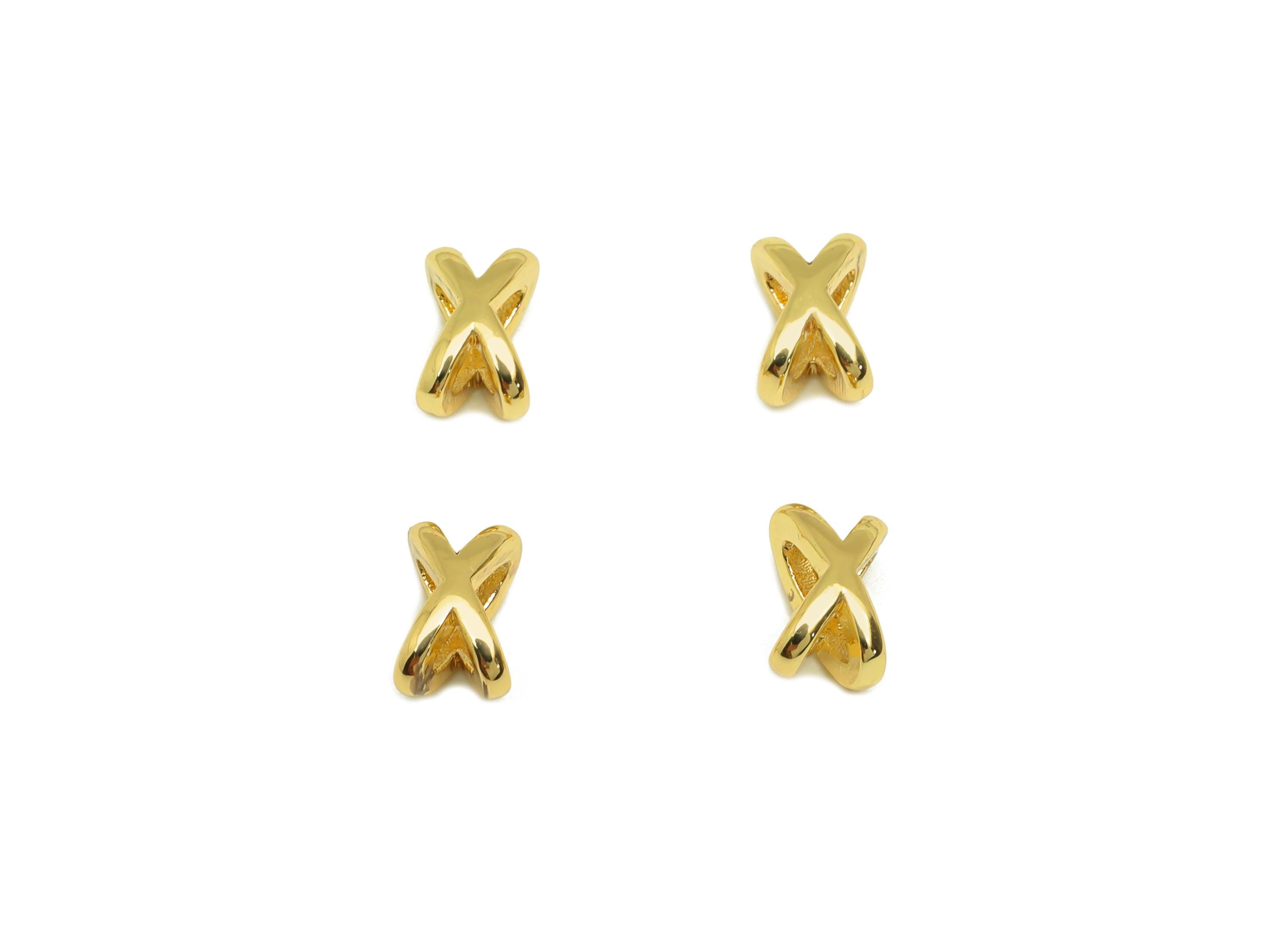 Brass Knot Bead Earring Charm - Brass Star Spacer Bead Charm - Brass Wire Bead Earring Charm - 18K Real Gold Plating - 7.36x4x4mm - RGP7753 - DOMEDBAZAAR
