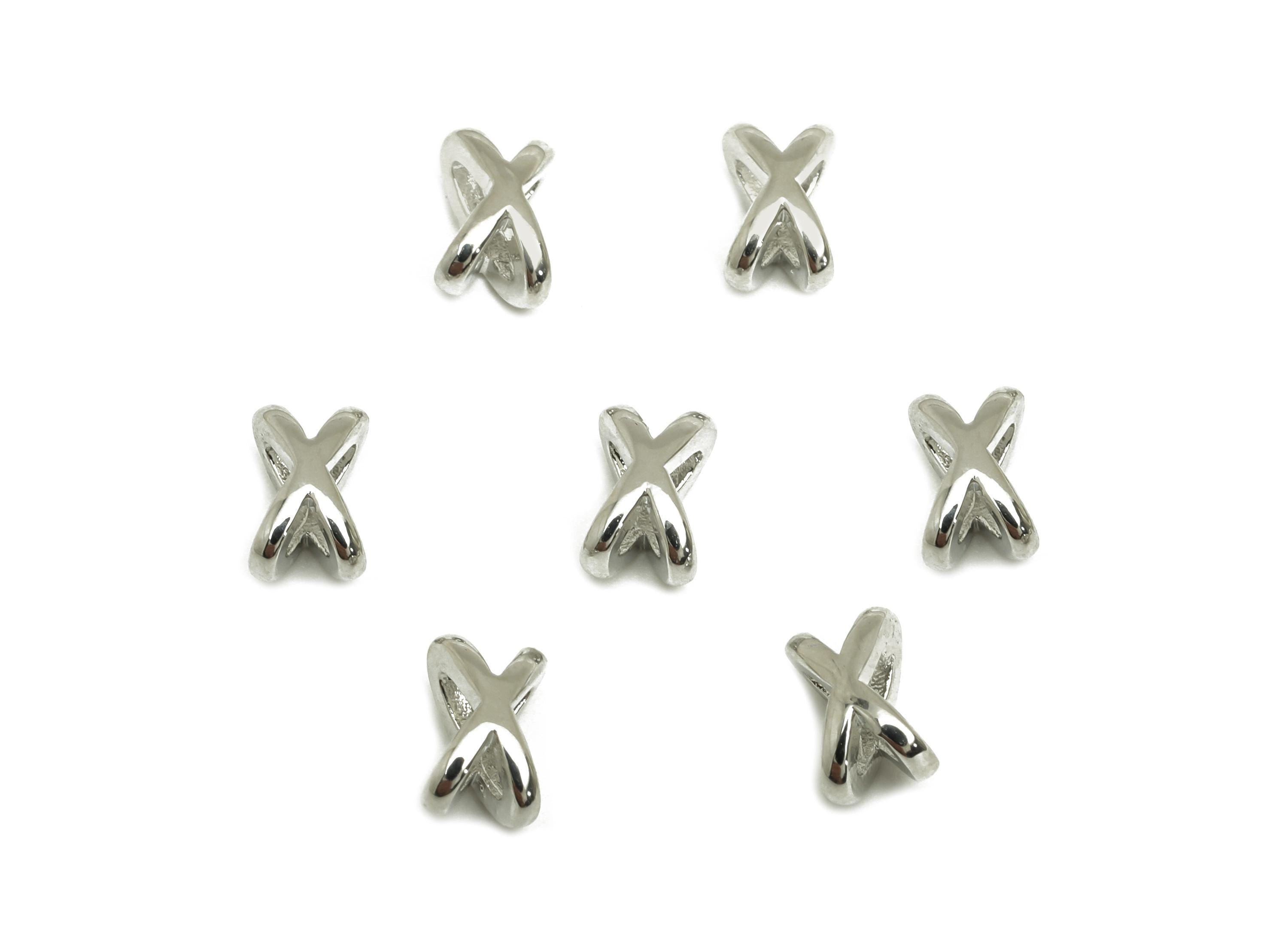 Brass Knot Bead Earring Charm - Brass Star Spacer Bead Charm - Brass Wire Bead Earring Charm - 18K Real White Gold Plating - 7x4x4mm-RGP7764 - DOMEDBAZAAR
