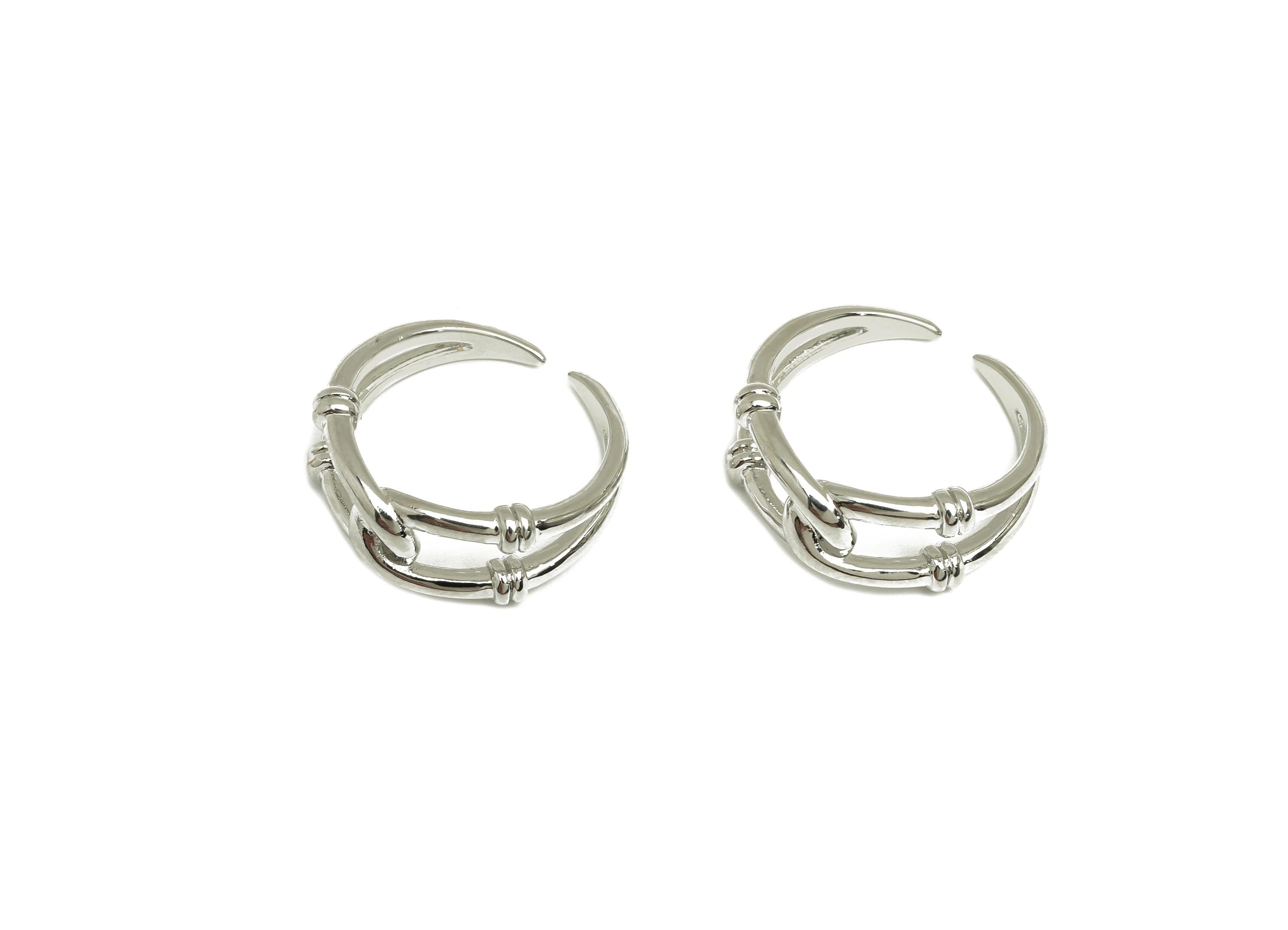 Brass Textured Cross Ring - Brass Ring Settings - Adjustable Rings - Open Hoop Cross Ring - 18K Real White Gold Plating - 20x20x8mm -RGP7770 - DOMEDBAZAAR