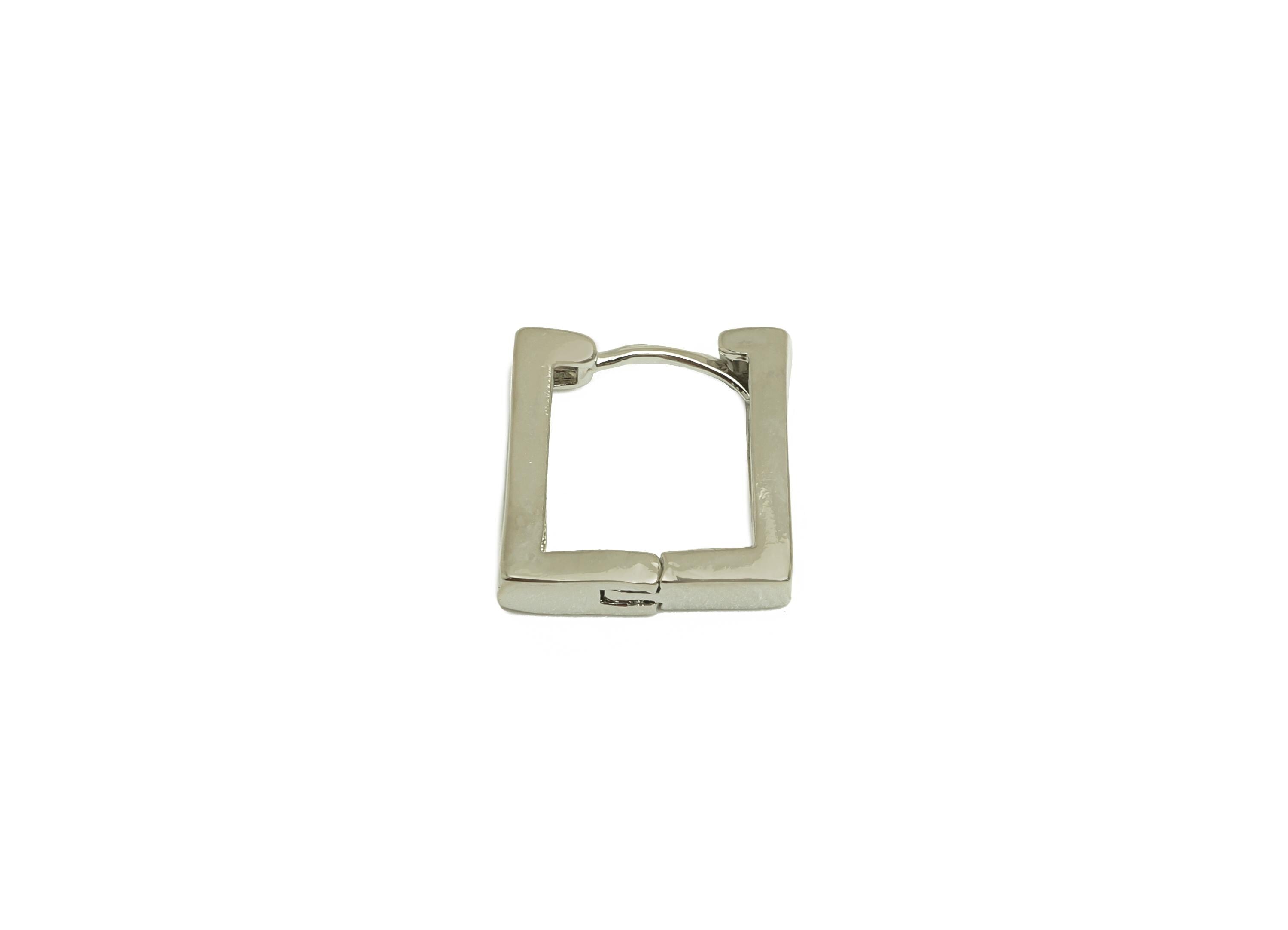 Brass Square Hoop Earring - Brass Huggie Hoop Earring - Brass Geometry Hoop Clasp Earring - 18K Real White Gold Plating - 12x12x3mm -RGP7783 - DOMEDBAZAAR