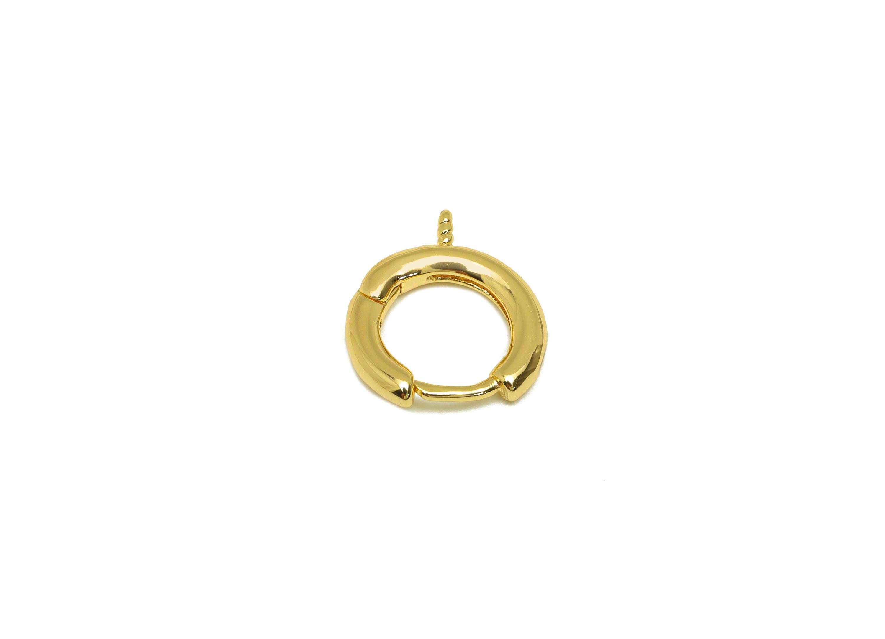 Brass Round Hoop Earring - Brass Huggie Hoop Earring - Geometry Clasp Earring For Pearl - 18K Real Gold Plating - 15x13x2mm - RGP7787 - DOMEDBAZAAR