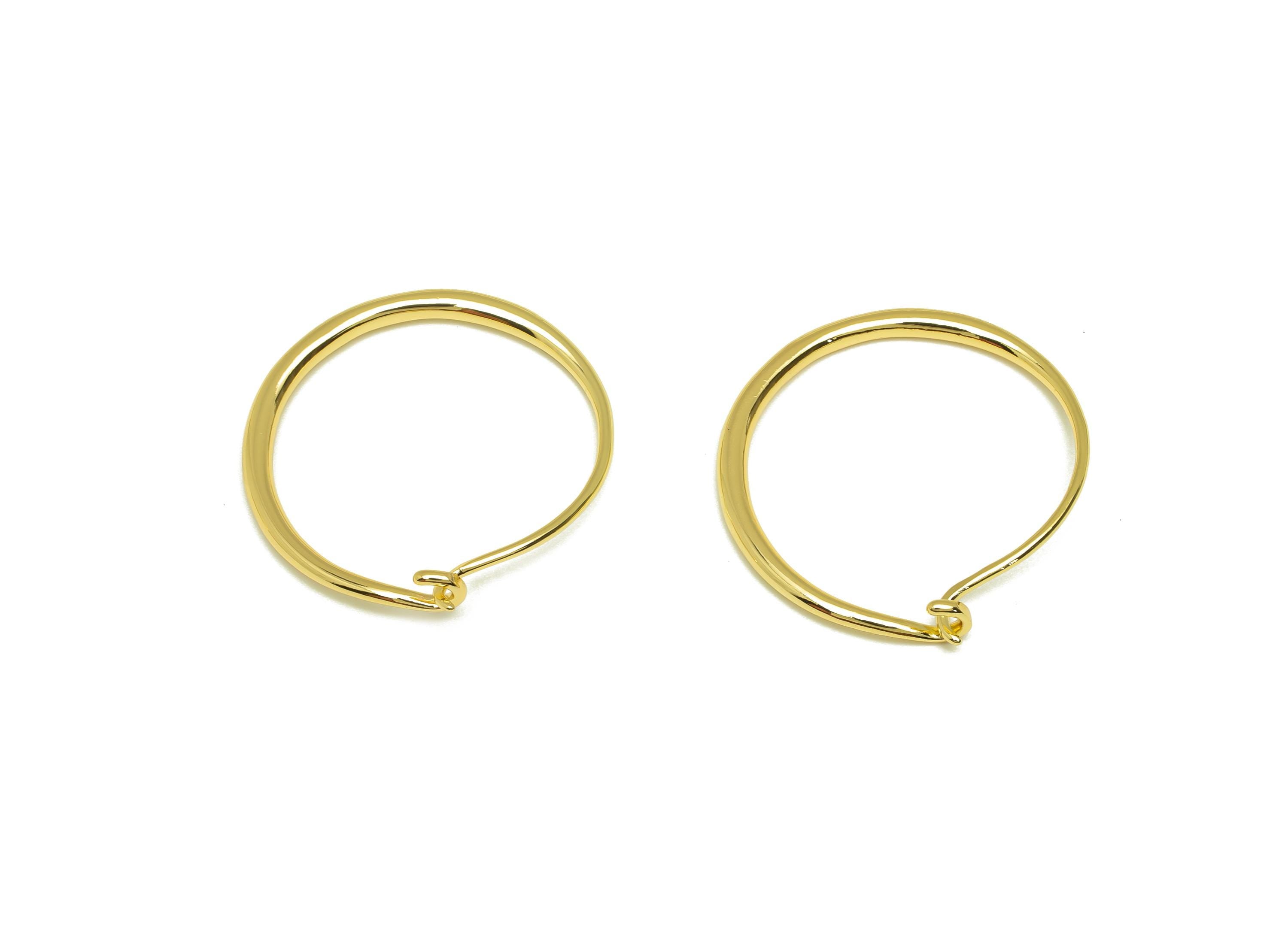Brass Hoop Wire Earring - Brass Round Hoop Wire Earring - Brass Hook Wire Earring - Hoop Earring - 18K Real Gold Plating - 30x29x2mm-RGP7791 - DOMEDBAZAAR