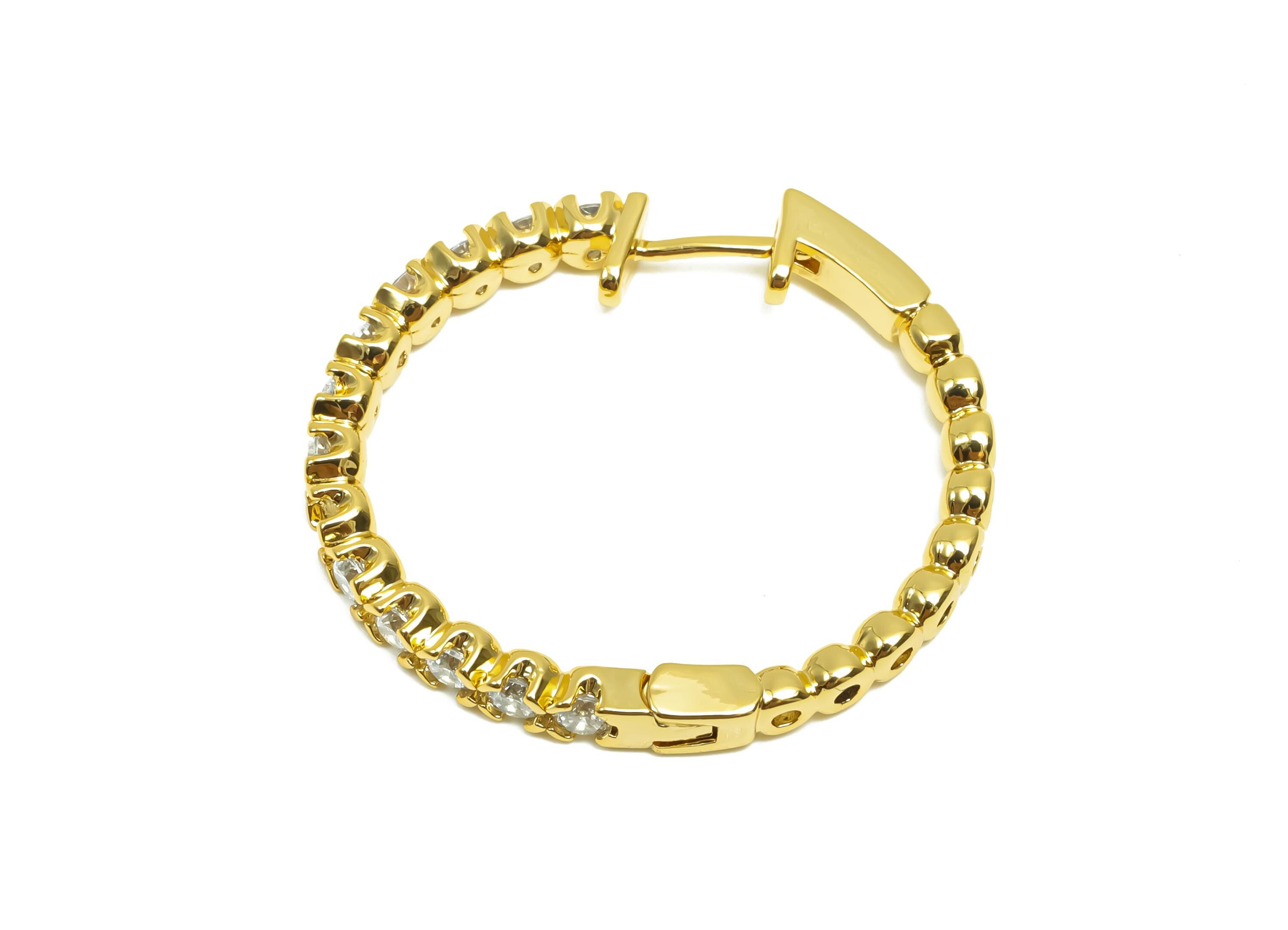 Brass CZ Hoop Earring - Brass Round Huggie Hoop Earring - Cubic Zircon Clasp Hoop Earring - 18K Real Gold Plating - 27x30x3mm- RGP8323 - DOMEDBAZAAR